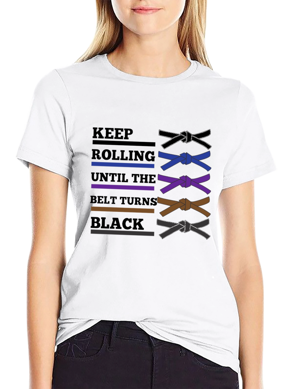BJJ Keep Rolling Belt Turns Black T-Shirt