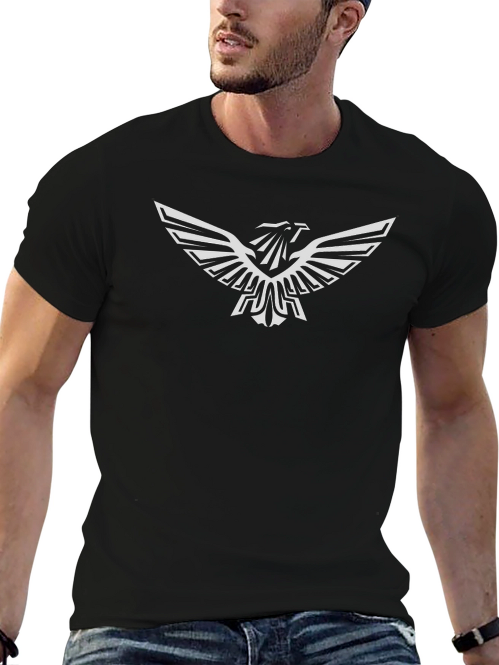 Mens Black Eagle Graphic Tee - Stylish Casual Wear