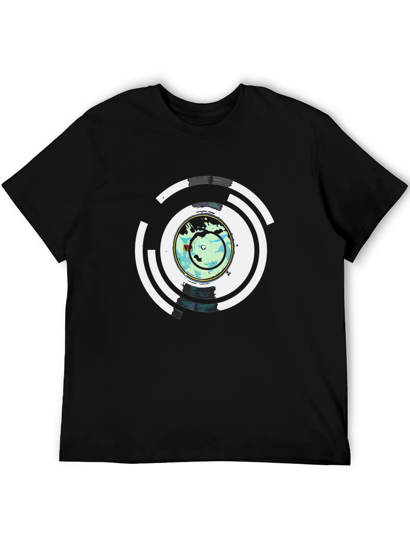 Abstract Earth Graphic Mens Black T-Shirt
