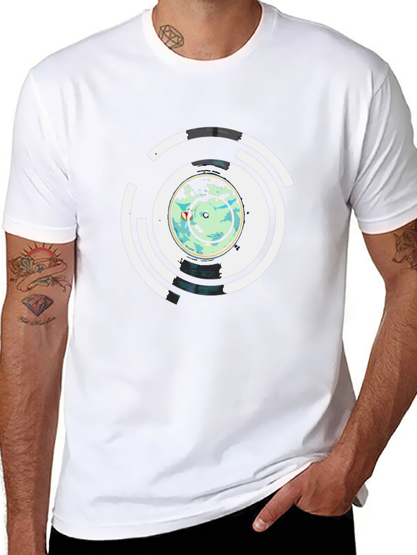 Abstract Earth Graphic Mens Black T-Shirt