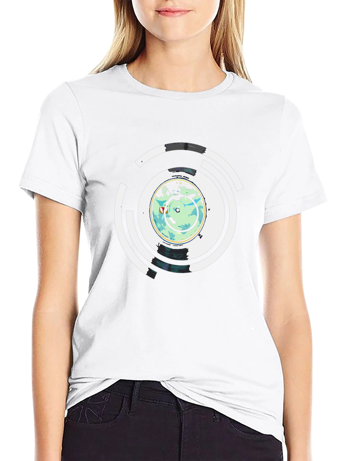Abstract Earth Graphic Mens Black T-Shirt