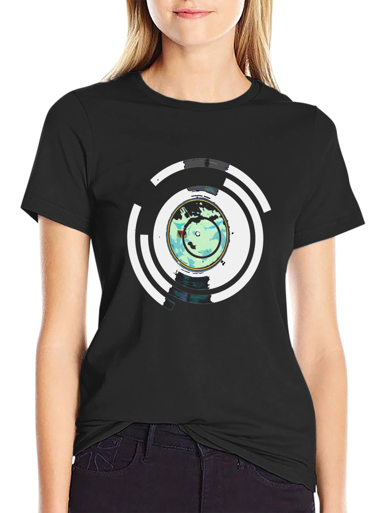 Abstract Earth Graphic Mens Black T-Shirt