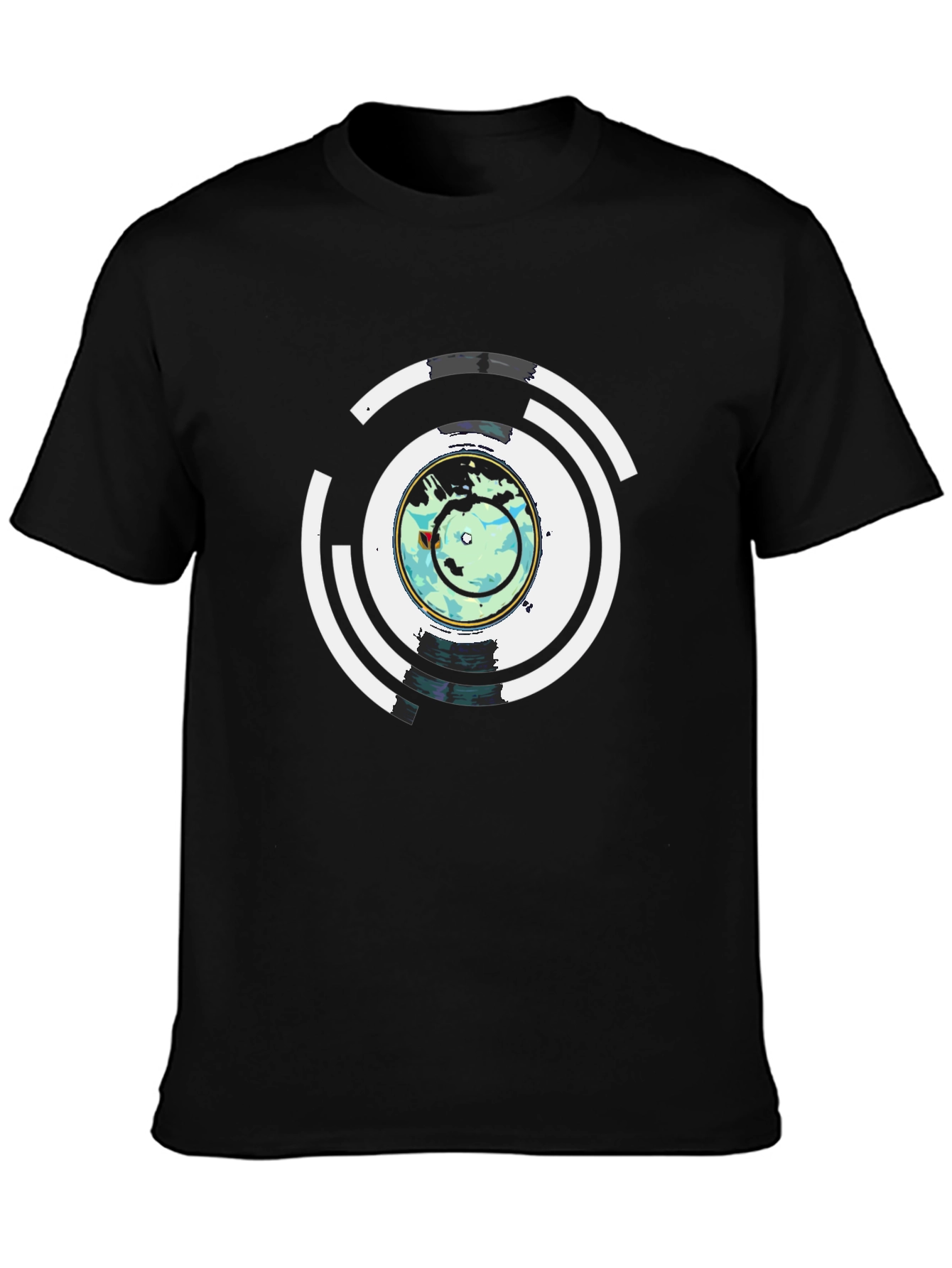 Abstract Earth Graphic Mens Black T-Shirt