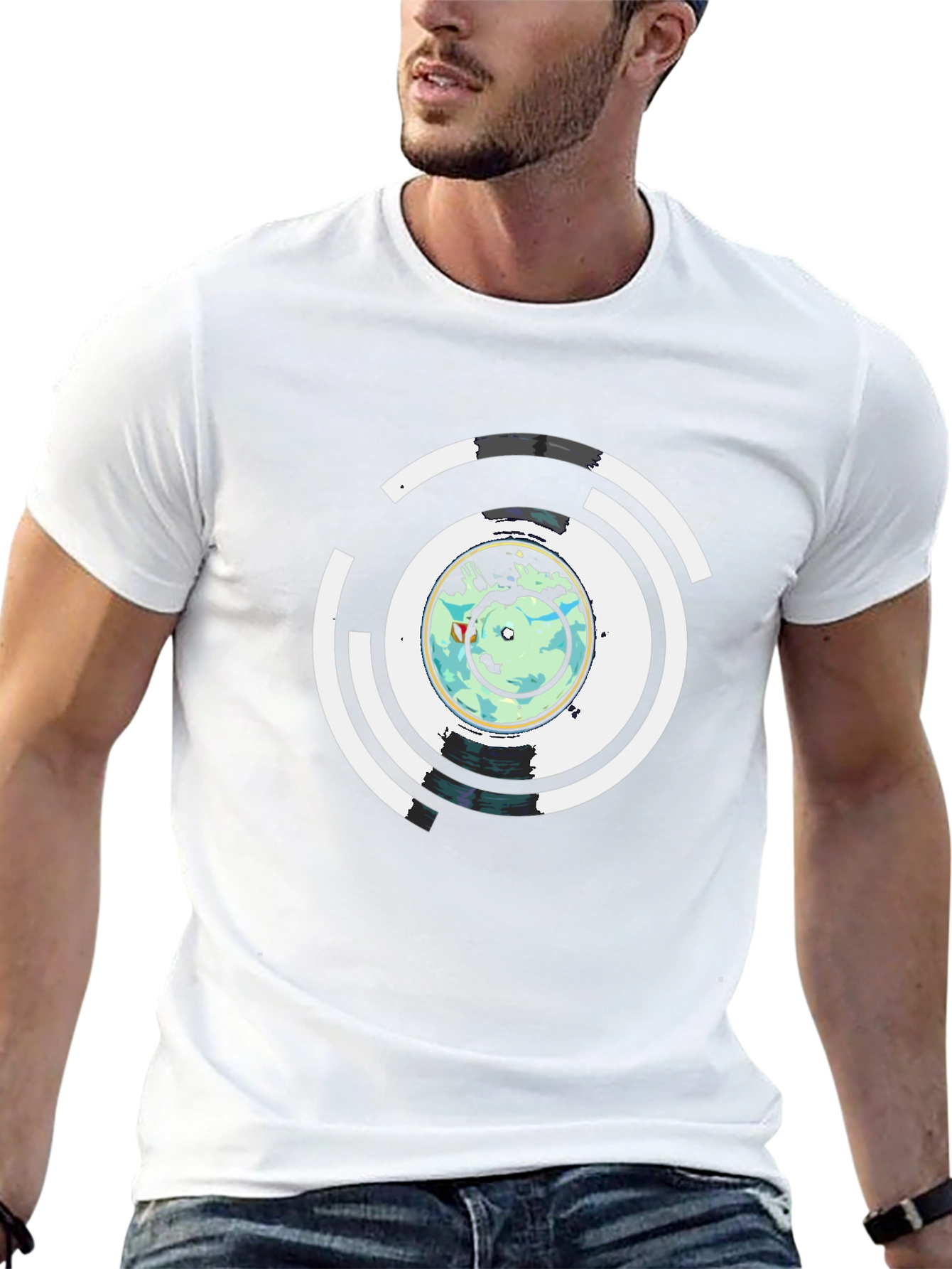 Abstract Earth Graphic Mens Black T-Shirt