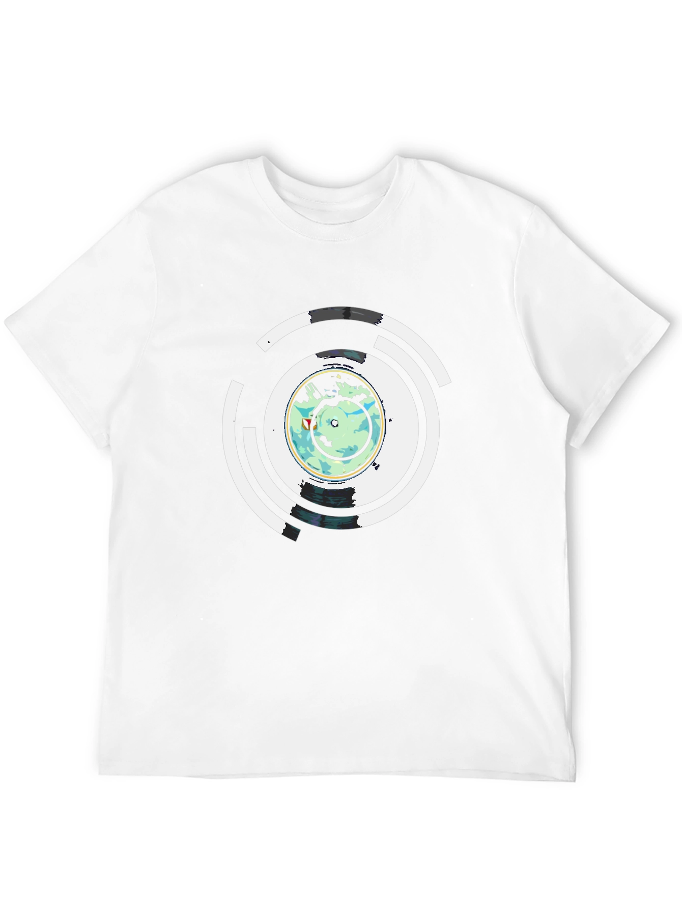Abstract Earth Graphic Mens Black T-Shirt