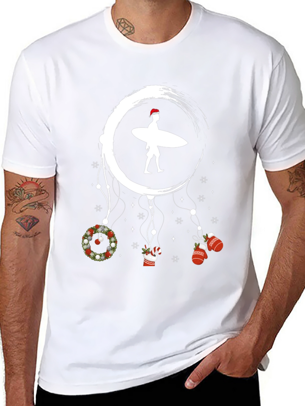 Surfing Santa Christmas Dreamcatcher T-Shirt