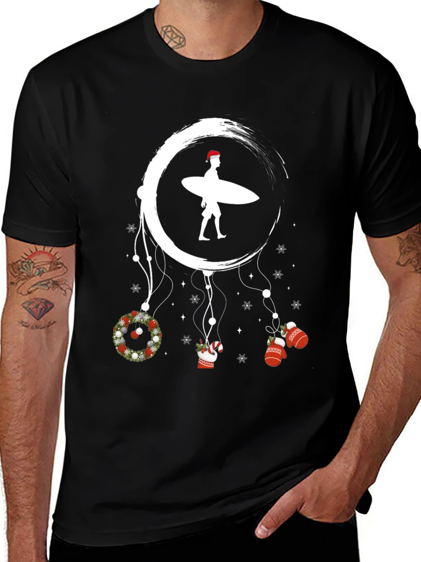 Surfing Santa Christmas Dreamcatcher T-Shirt
