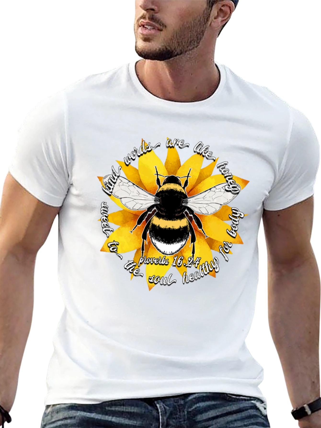Honeybee & Sunflower Graphic T-Shirt - Kind Words are Sweet