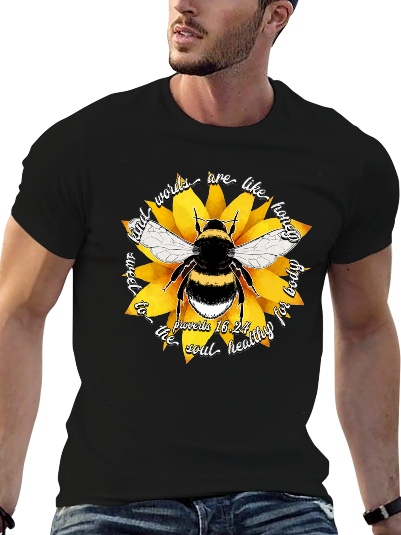 Honeybee & Sunflower Graphic T-Shirt - Kind Words are Sweet