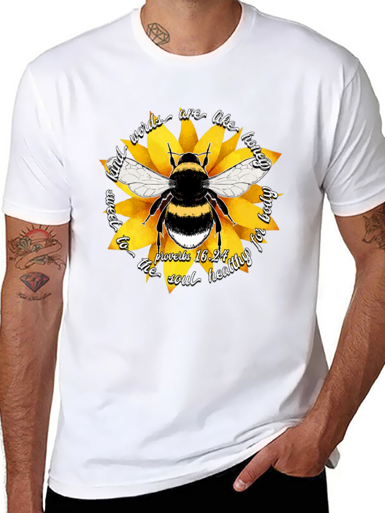 Honeybee & Sunflower Graphic T-Shirt - Kind Words are Sweet