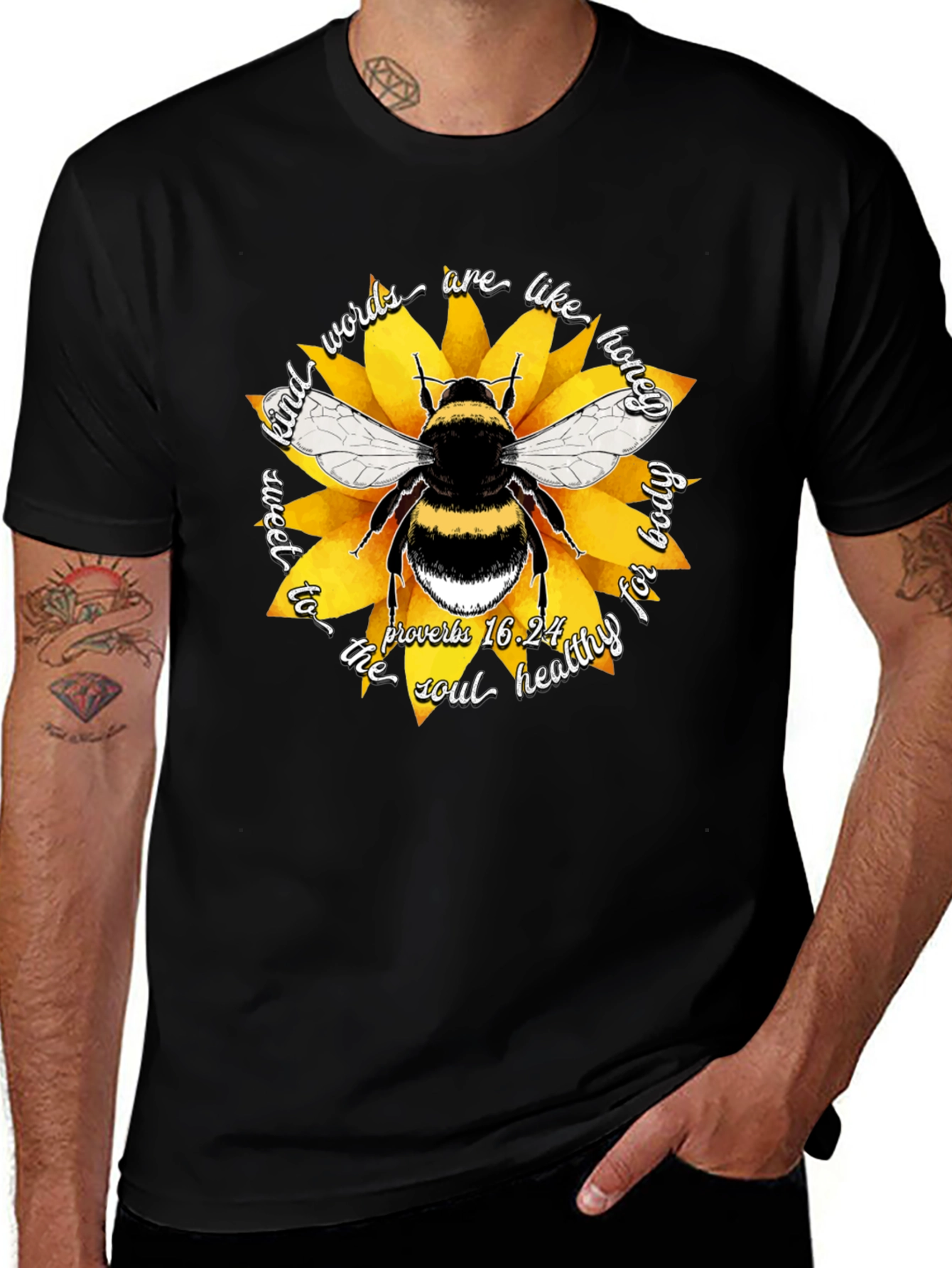 Honeybee & Sunflower Graphic T-Shirt - Kind Words are Sweet