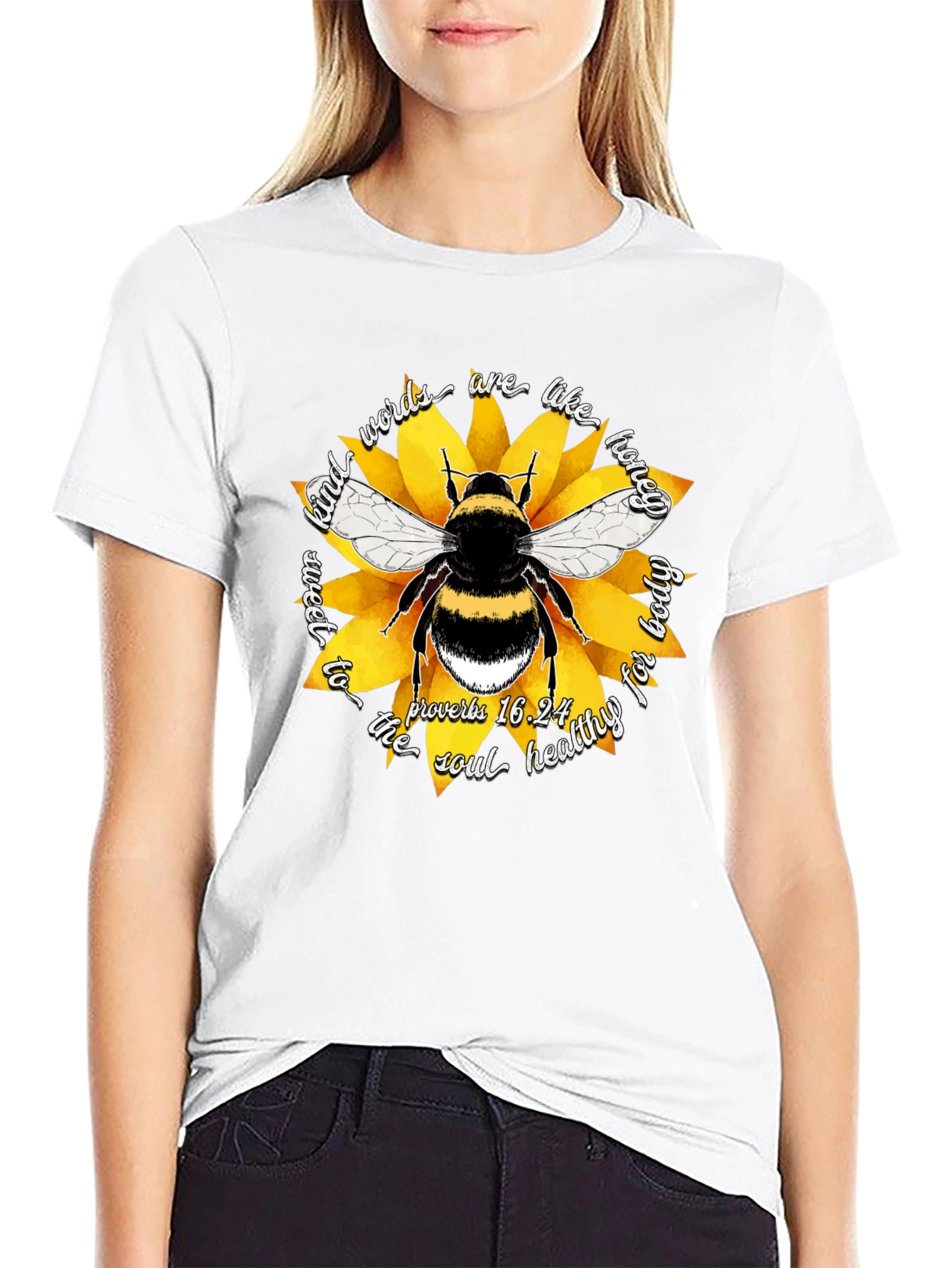 Honeybee & Sunflower Graphic T-Shirt - Kind Words are Sweet