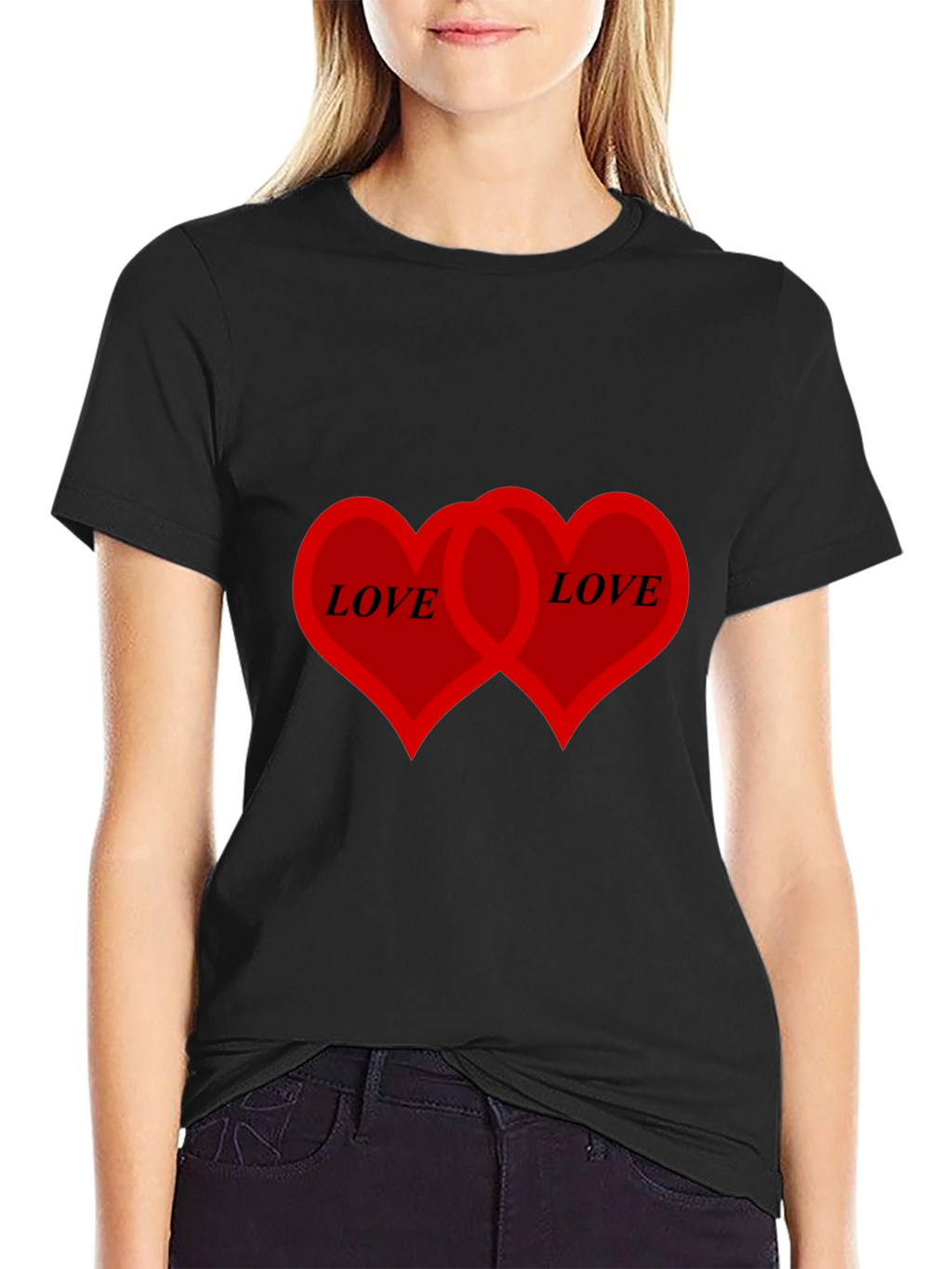 Love Hearts Graphic T-Shirt - Black