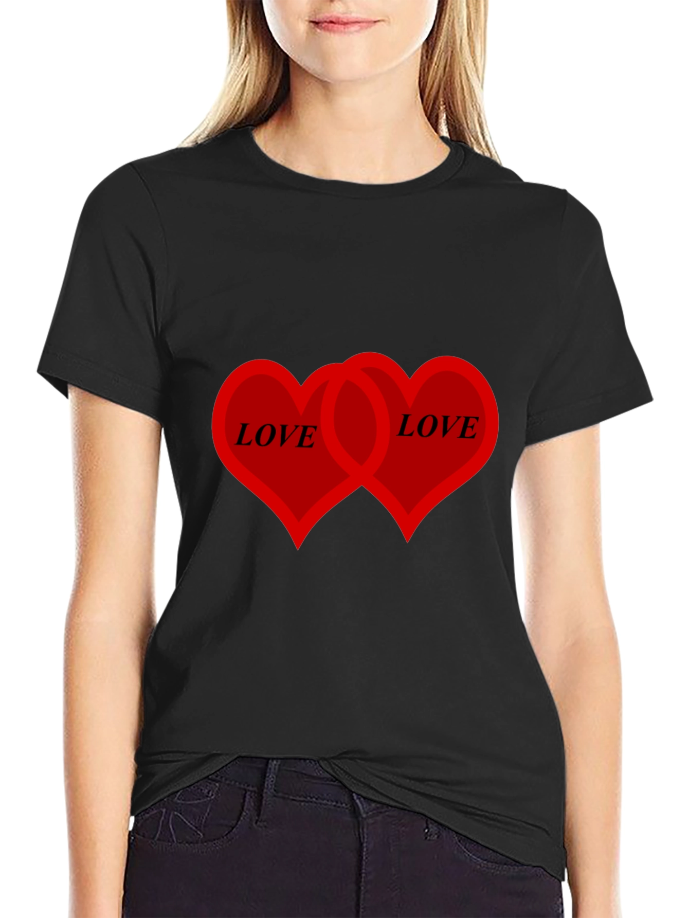 Love Hearts Graphic T-Shirt - Black
