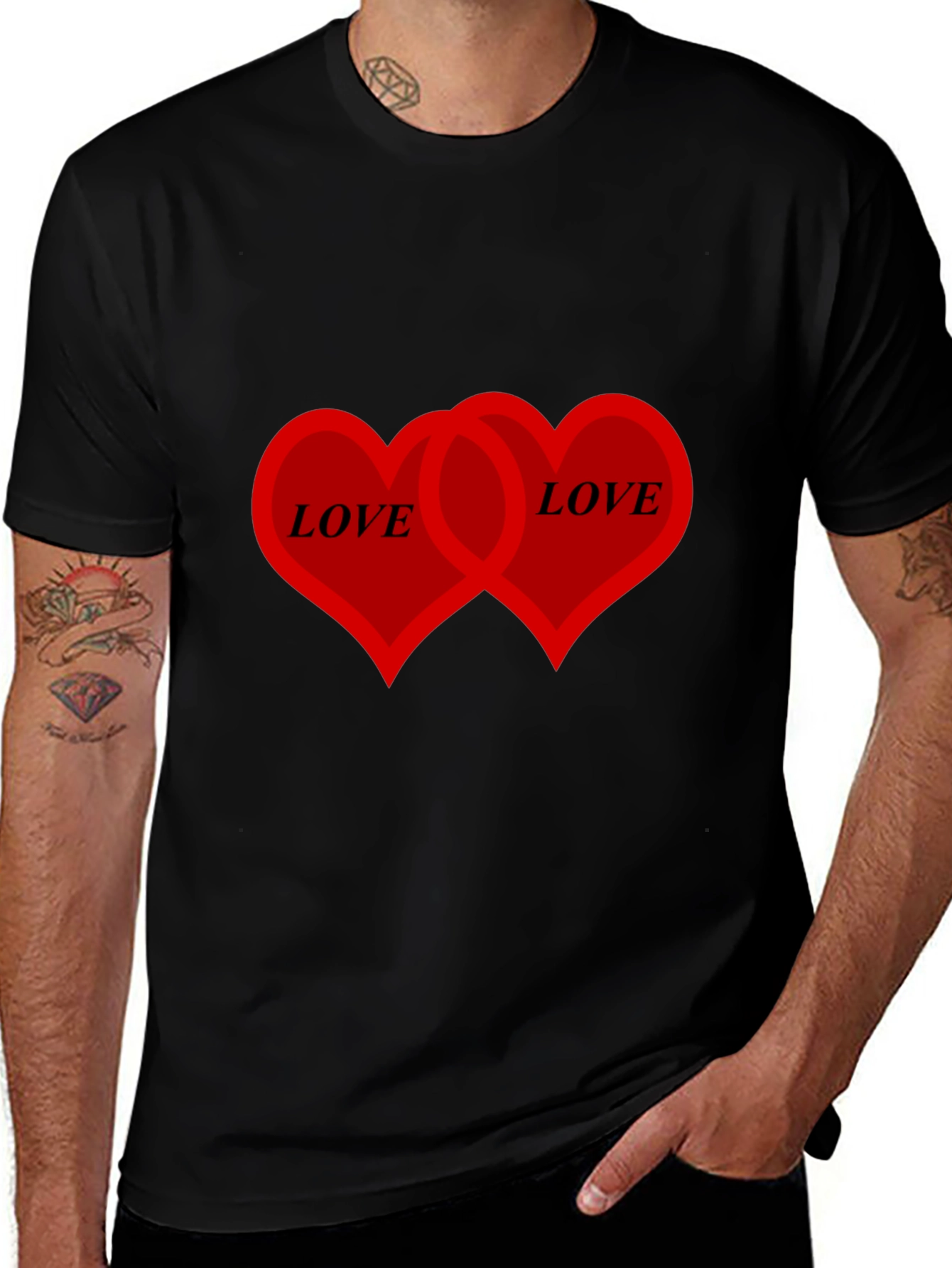 Love Hearts Graphic T-Shirt - Black