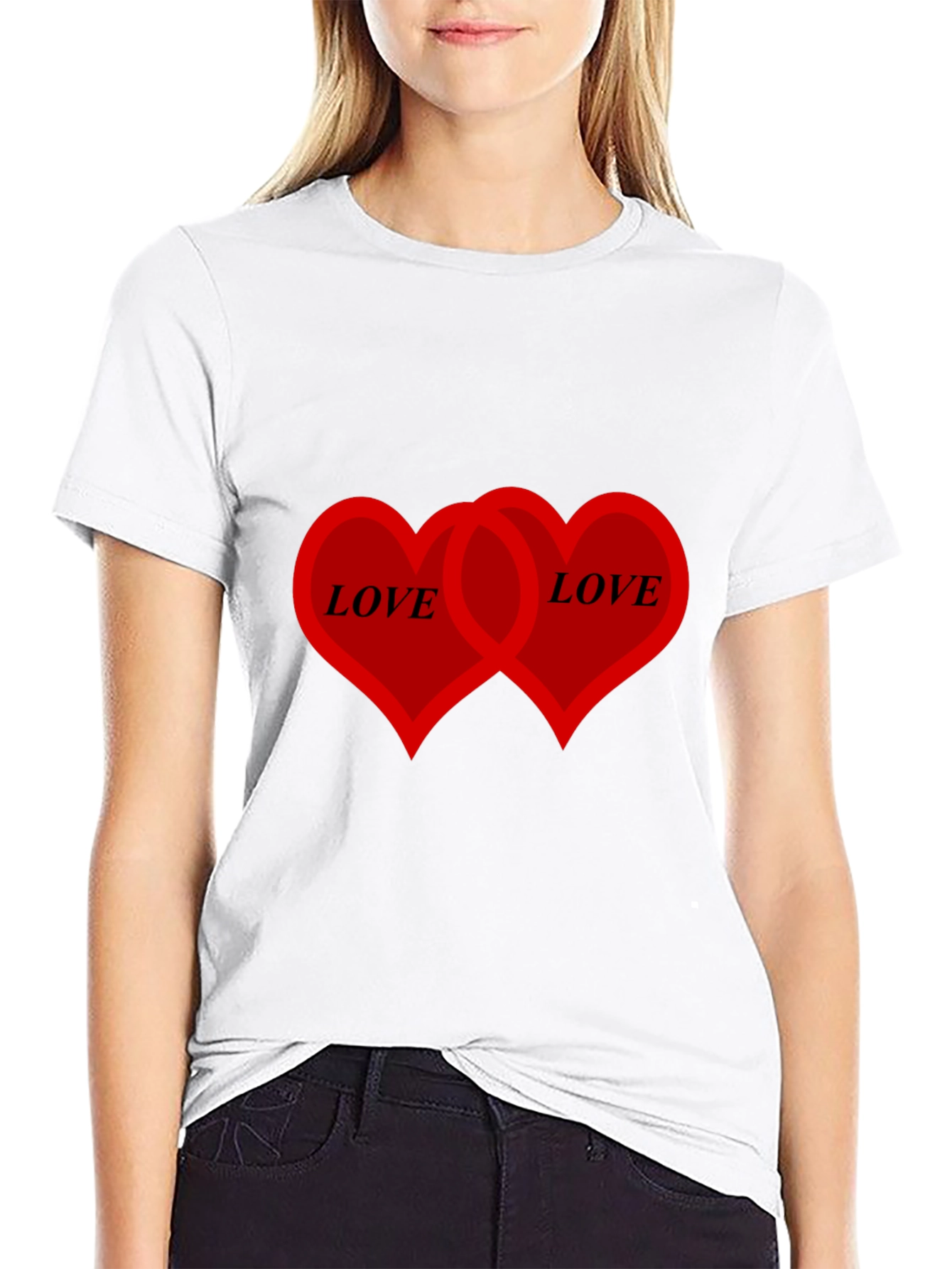 Love Hearts Graphic T-Shirt - Black