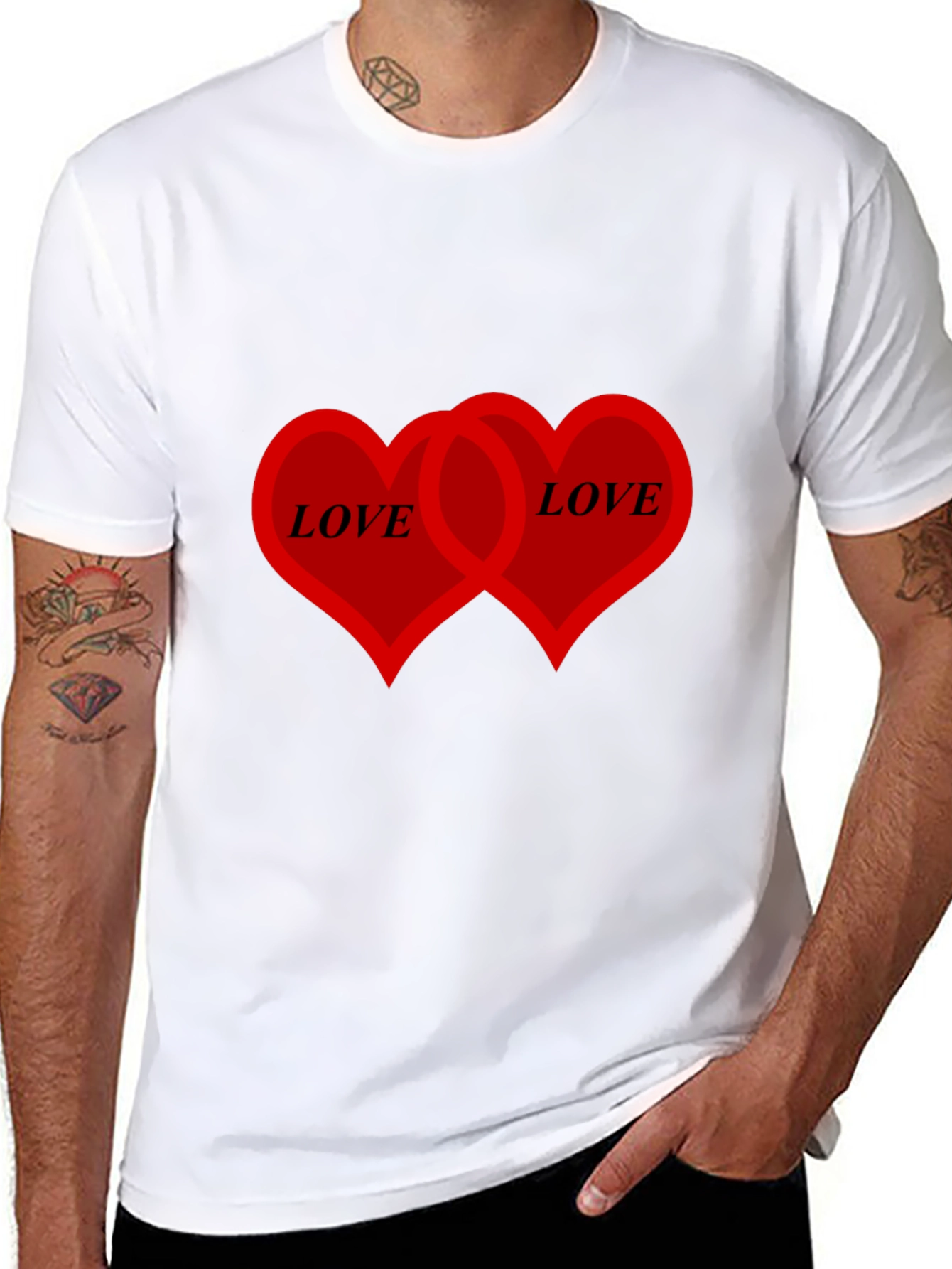 Love Hearts Graphic T-Shirt - Black