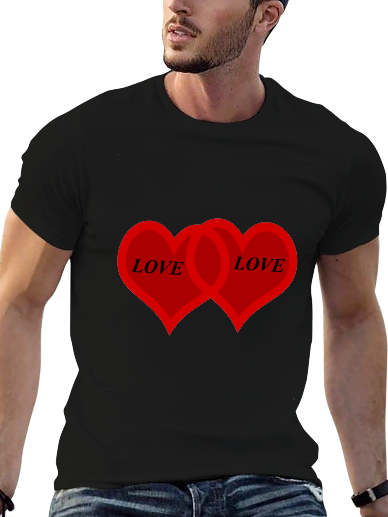Love Hearts Graphic T-Shirt - Black