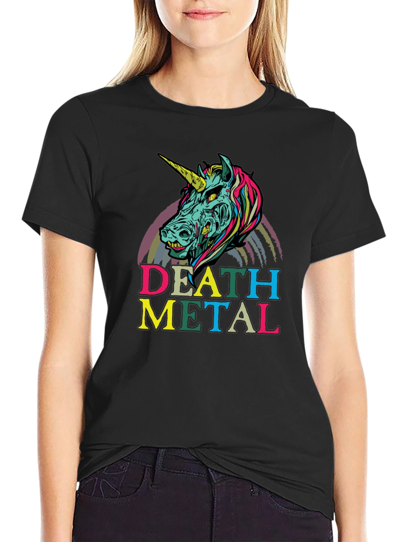 Death Metal Zombie Unicorn T-Shirt - Black Graphic Tee
