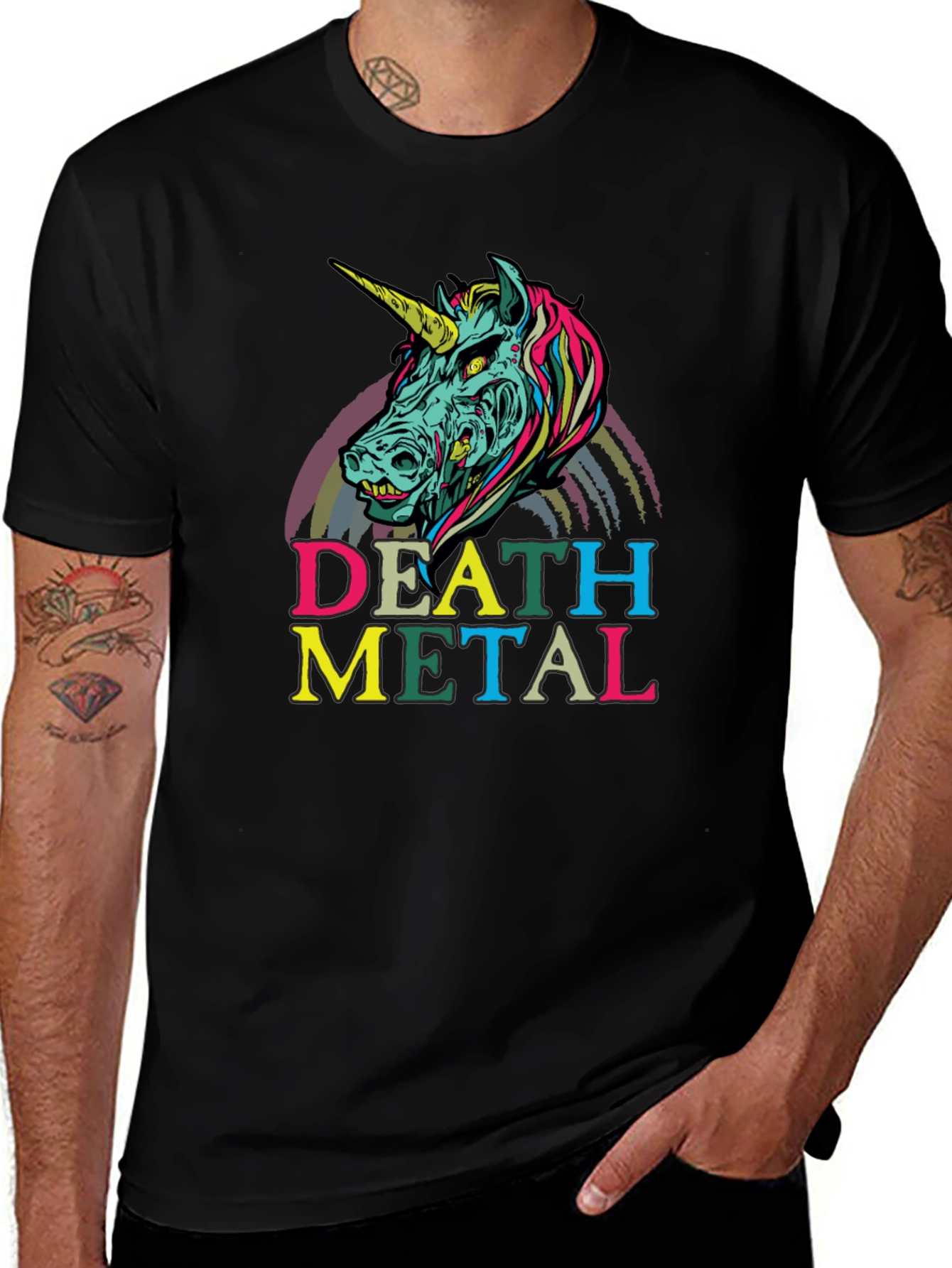 Death Metal Zombie Unicorn T-Shirt - Black Graphic Tee