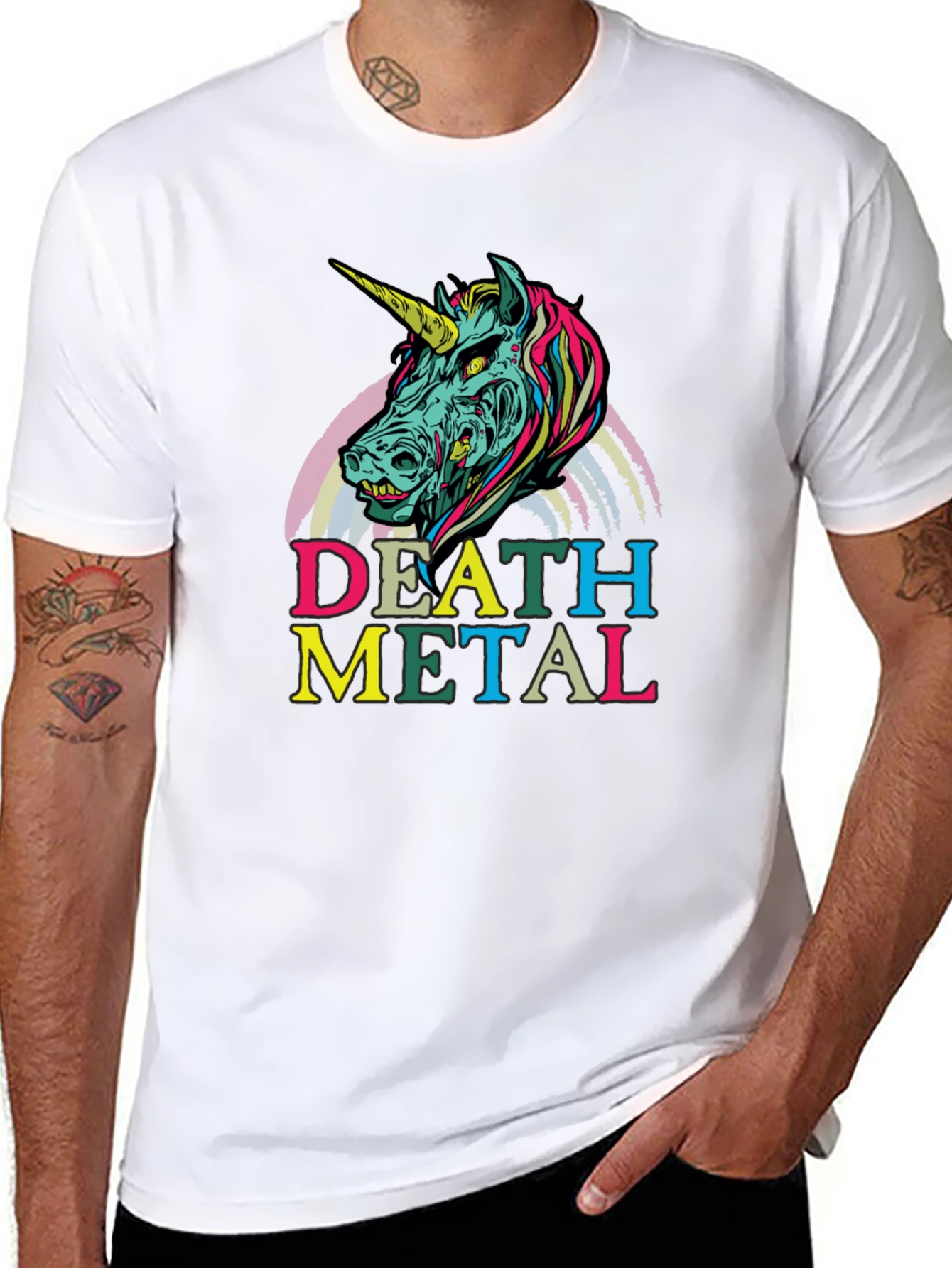 Death Metal Zombie Unicorn T-Shirt - Black Graphic Tee