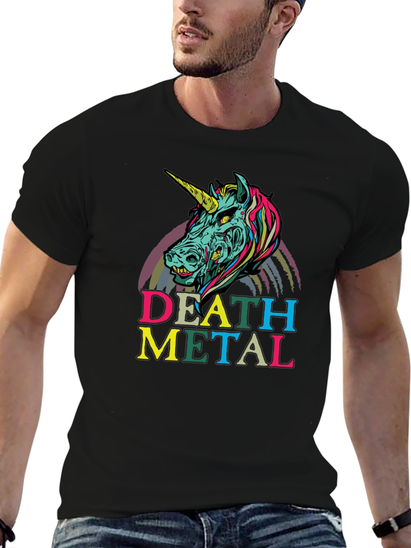 Death Metal Zombie Unicorn T-Shirt - Black Graphic Tee