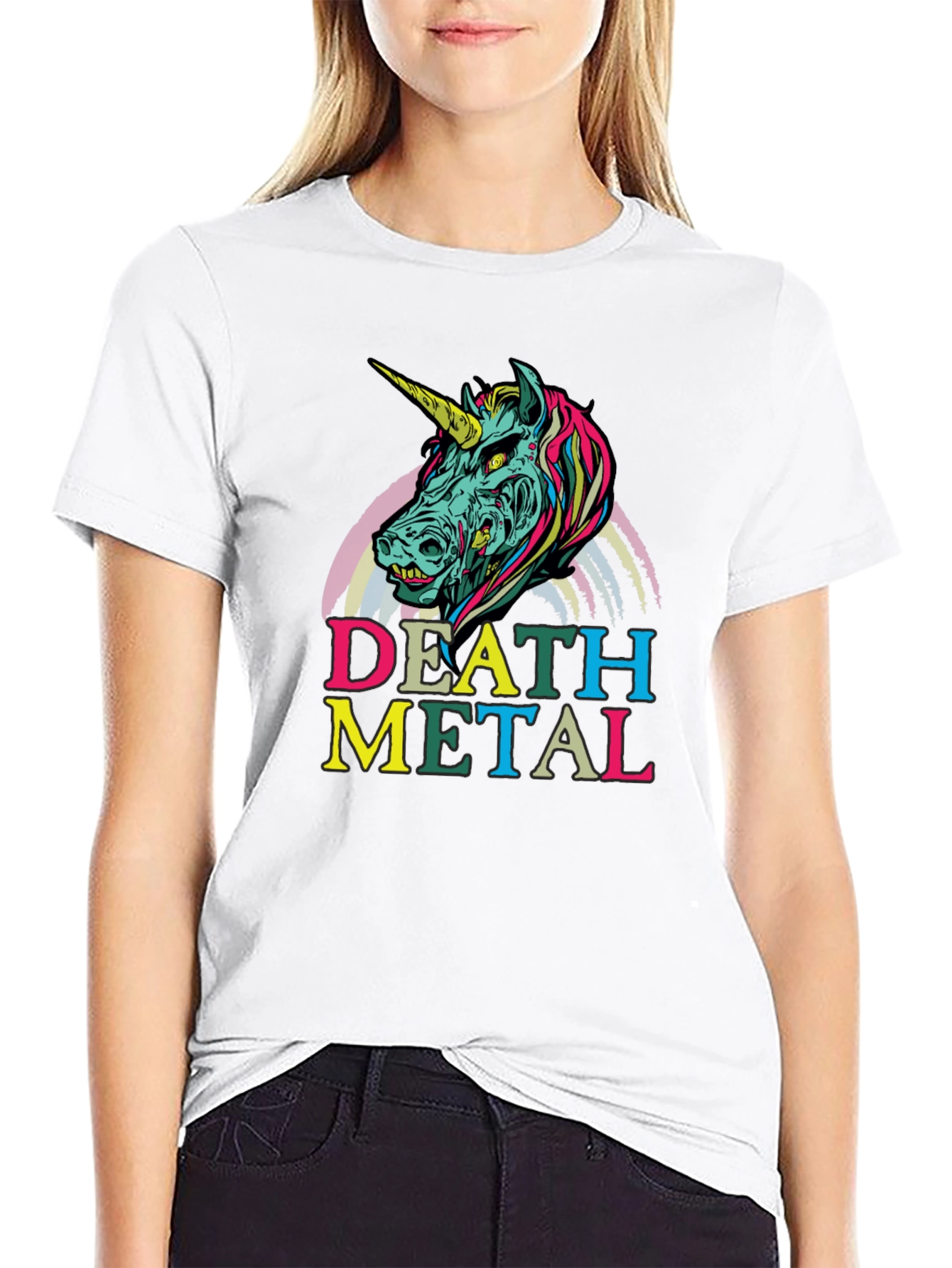 Death Metal Zombie Unicorn T-Shirt - Black Graphic Tee