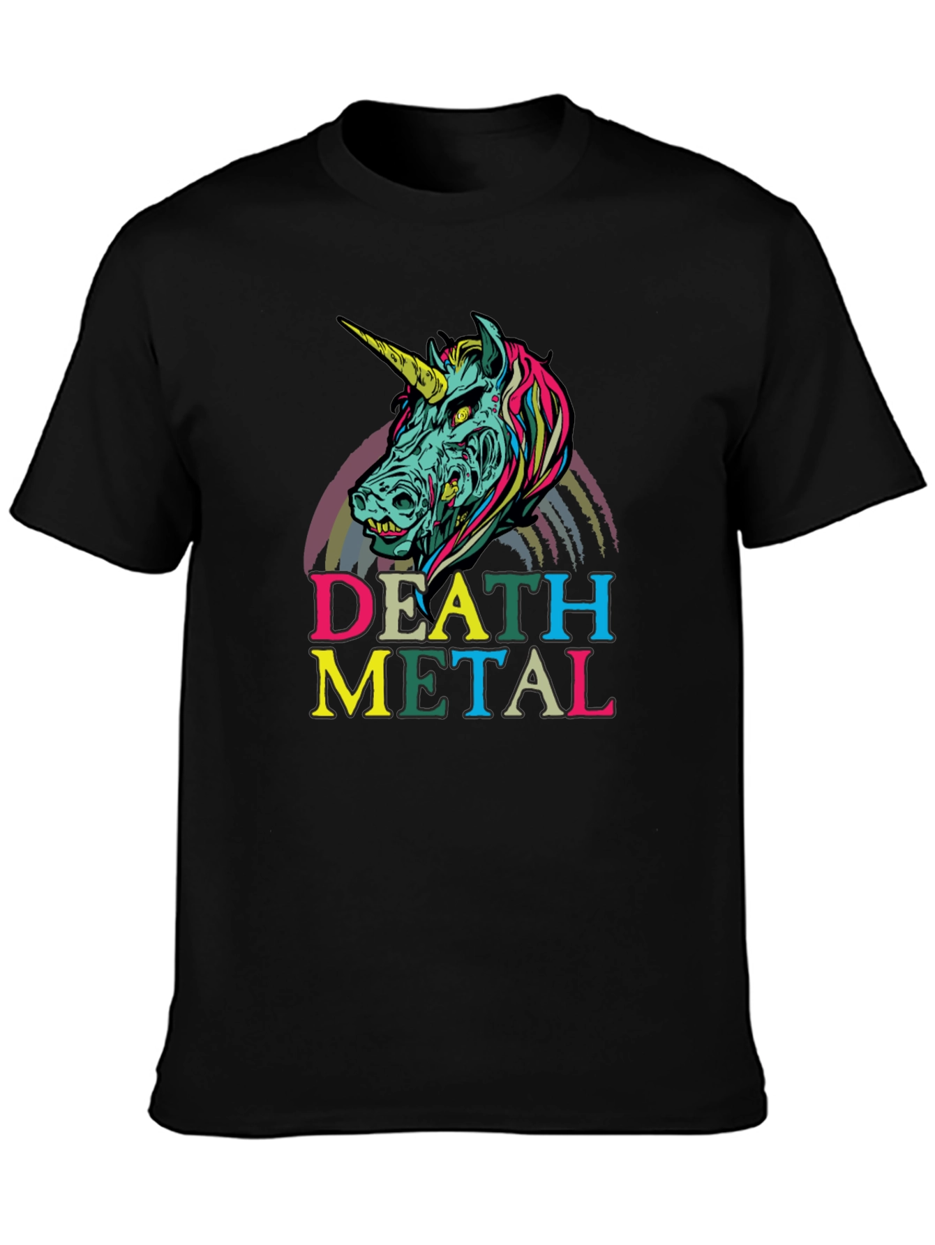 Death Metal Zombie Unicorn T-Shirt - Black Graphic Tee