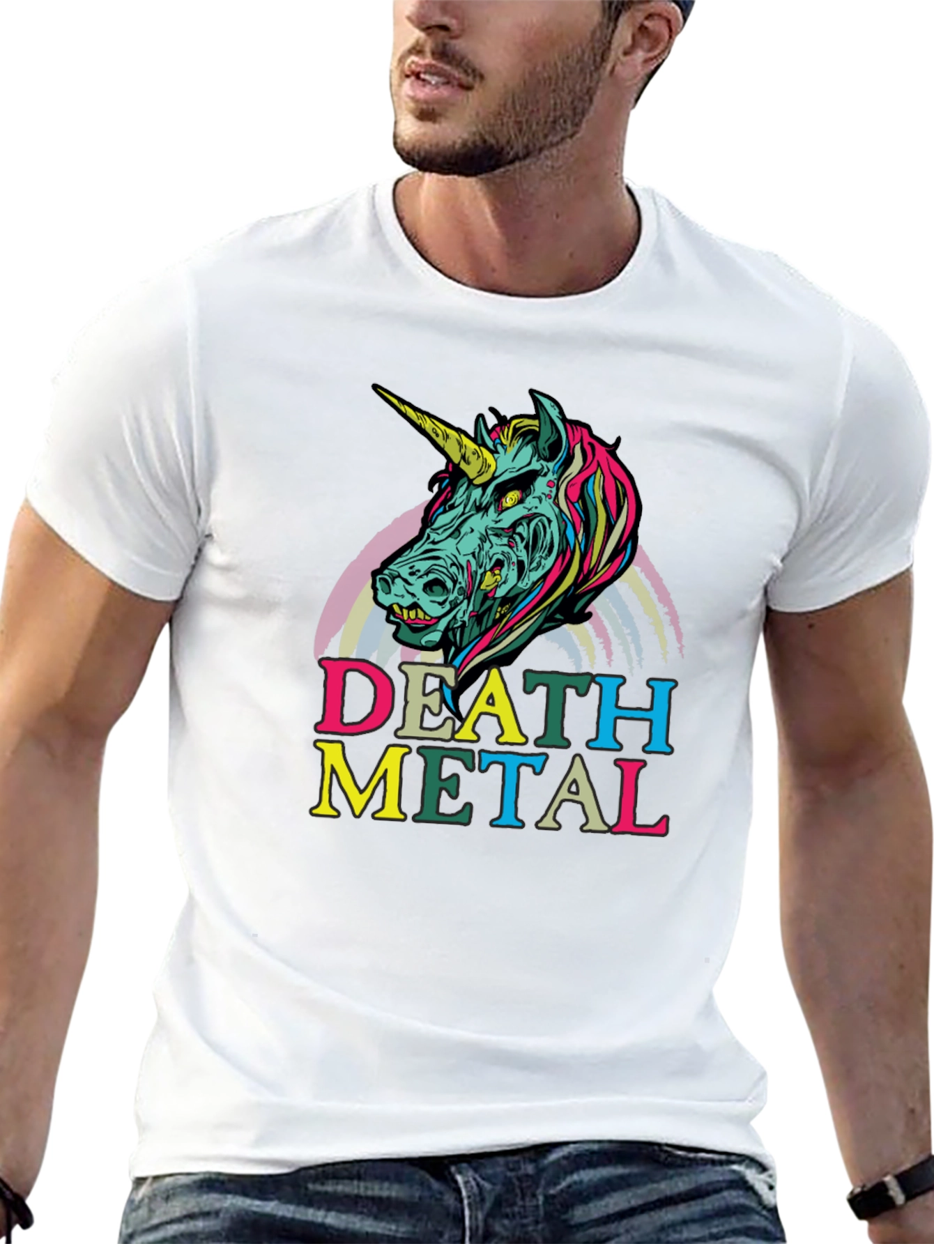 Death Metal Zombie Unicorn T-Shirt - Black Graphic Tee