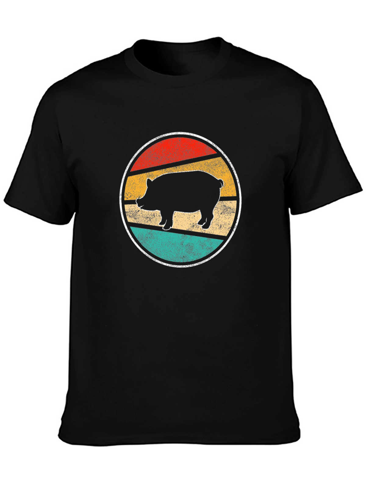 Vintage Pig Silhouette Tee - Retro Animal Lover Shirt