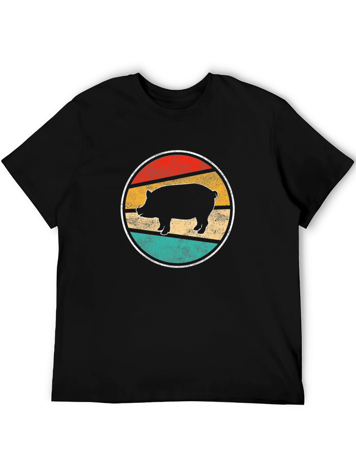 Vintage Pig Silhouette Tee - Retro Animal Lover Shirt