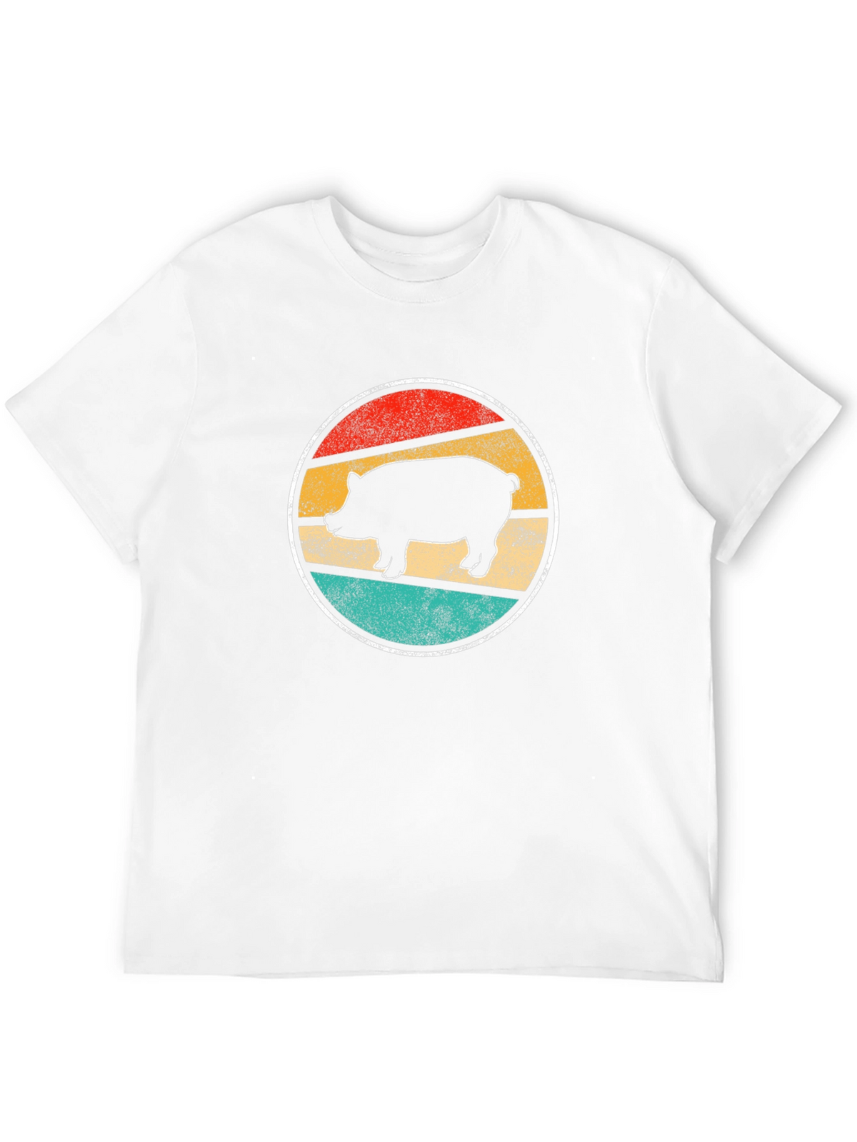 Vintage Pig Silhouette Tee - Retro Animal Lover Shirt