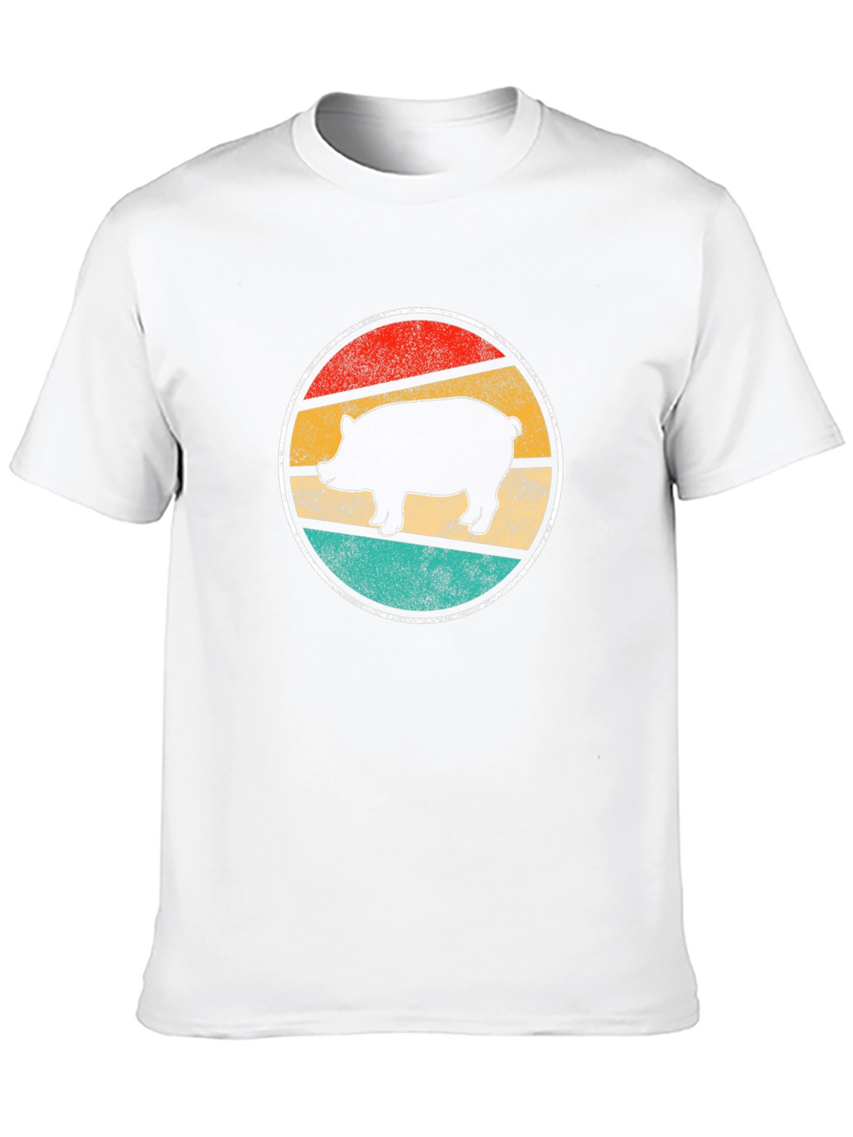 Vintage Pig Silhouette Tee - Retro Animal Lover Shirt