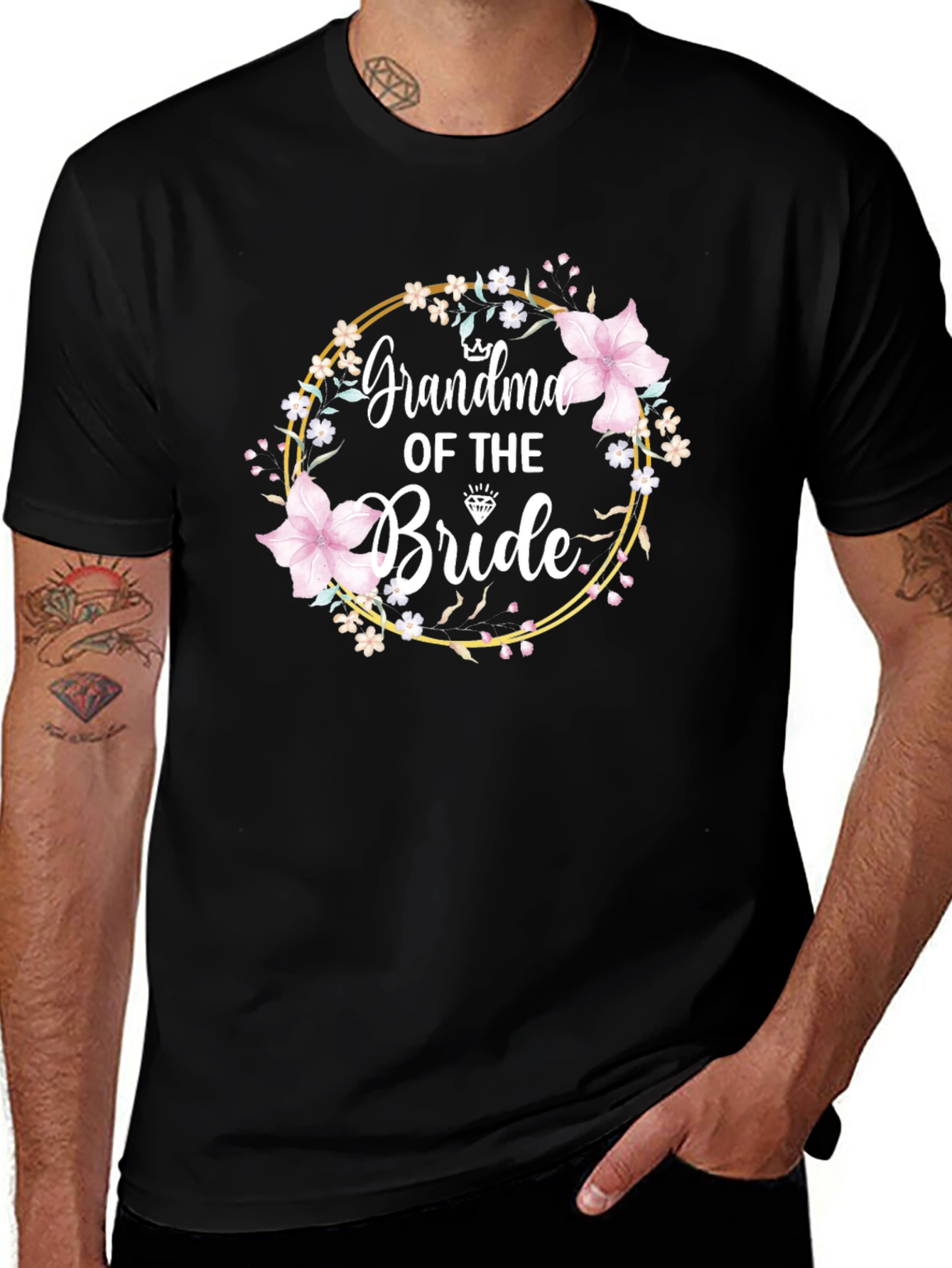 Grandma of the Bride Floral Wreath T-Shirt