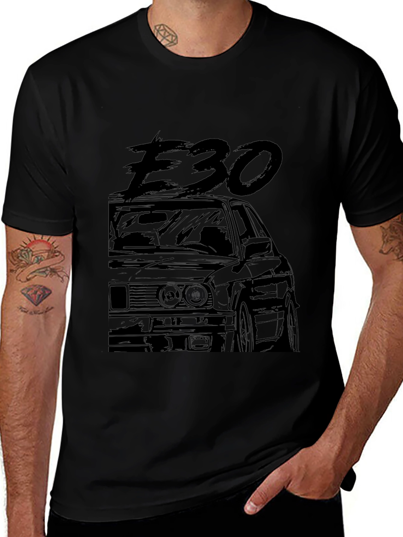 E30 Car Graphic Tee - Black