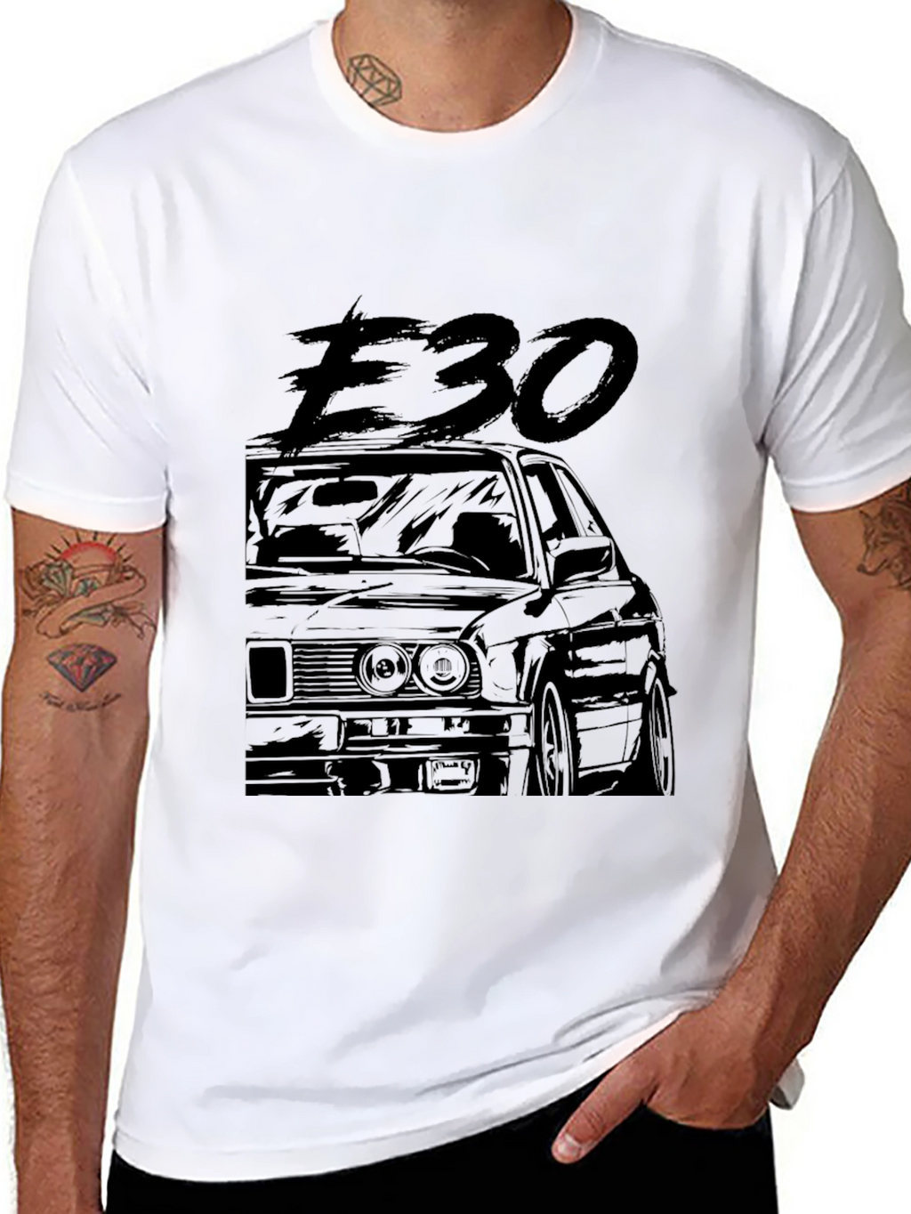 E30 Car Graphic Tee - Black