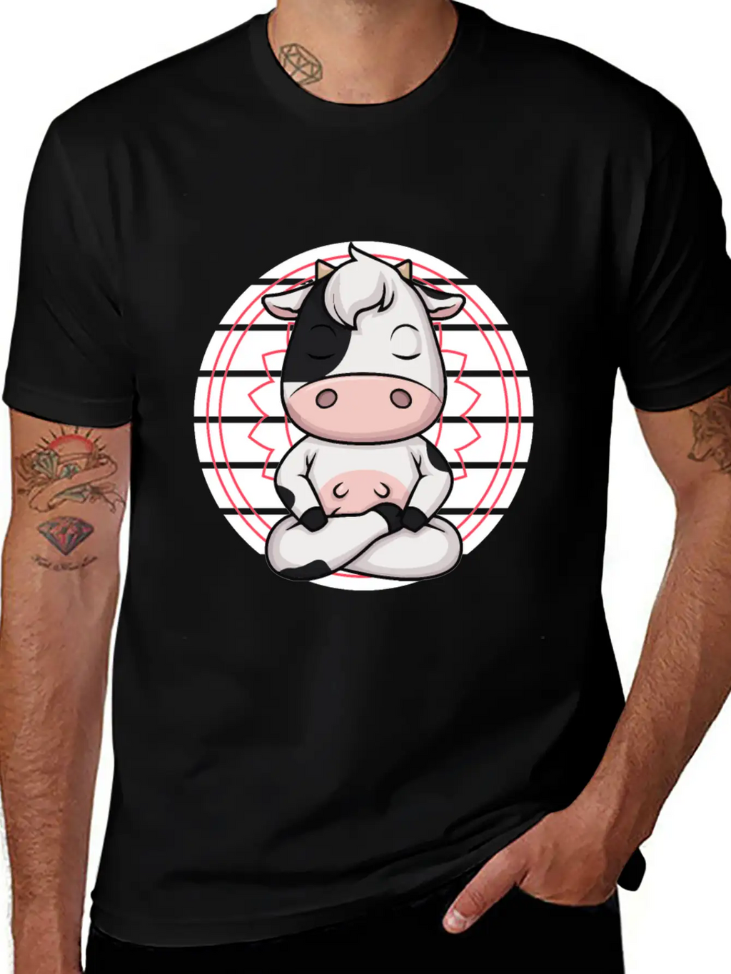 7 Chakra Mindfulness Meditation Cow Zen Relaxed Everyday Tee – Lightweight And Durable Cotton