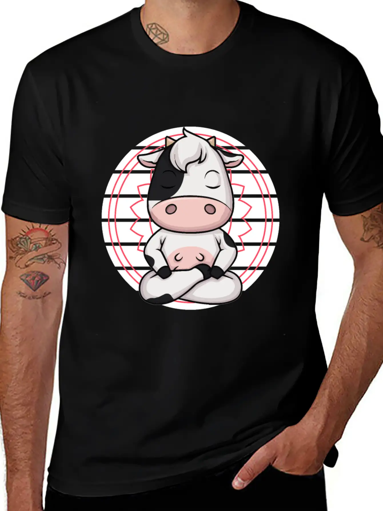 7 Chakra Mindfulness Meditation Cow Zen Relaxed Everyday Tee – Lightweight And Durable Cotton