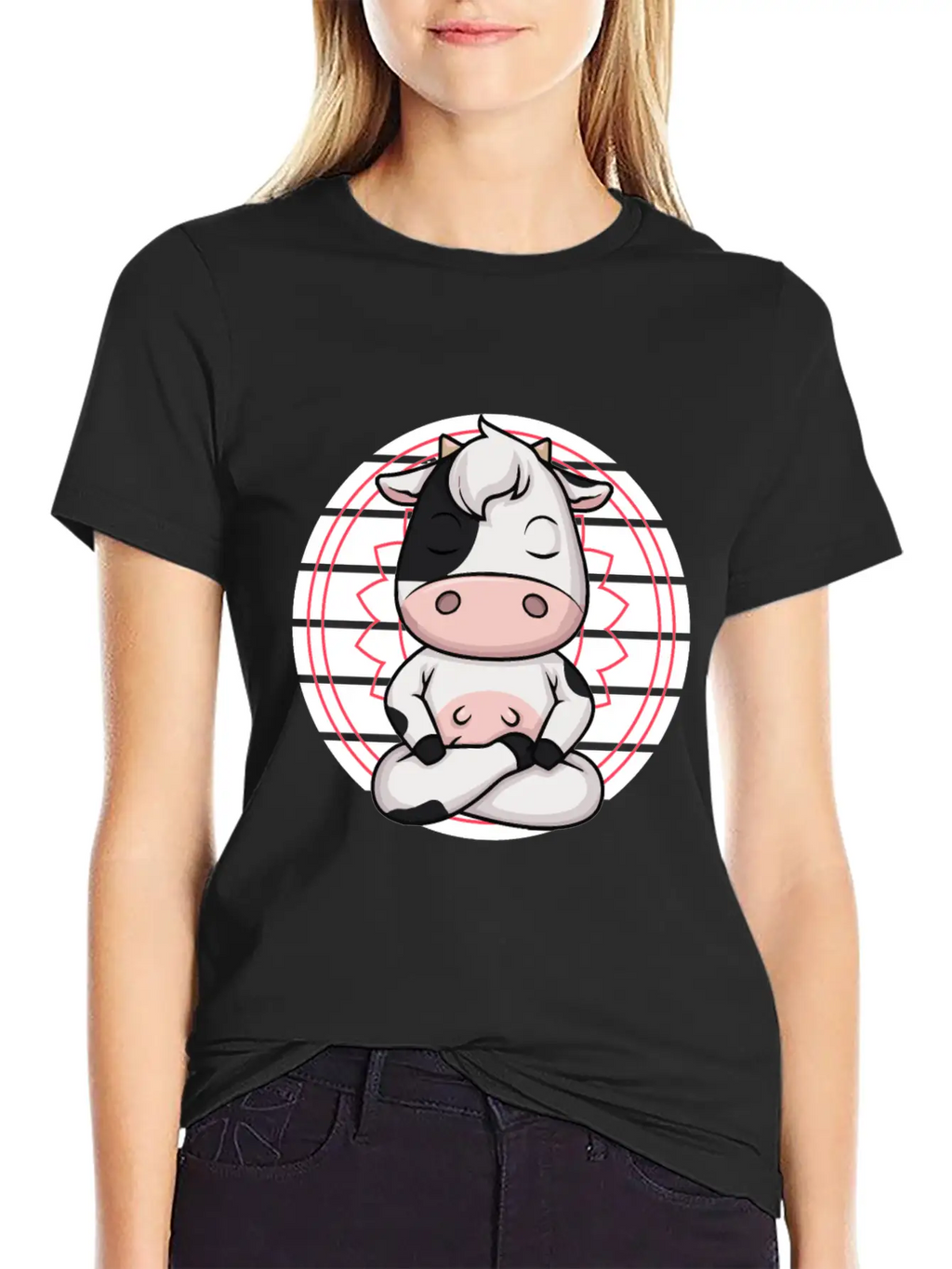 7 Chakra Mindfulness Meditation Cow Zen Relaxed Everyday Tee – Lightweight And Durable Cotton
