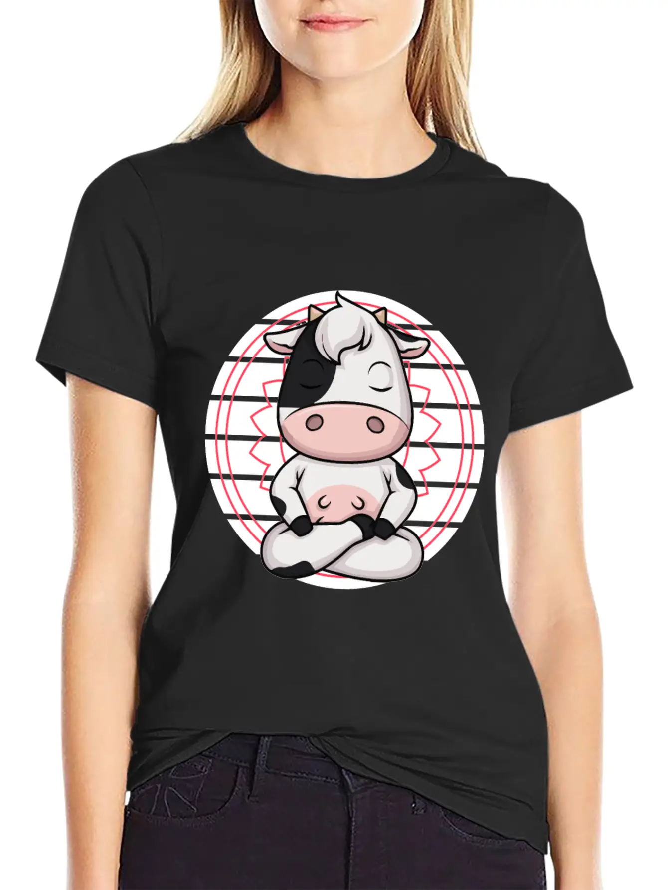 7 Chakra Mindfulness Meditation Cow Zen Relaxed Everyday Tee – Lightweight And Durable Cotton