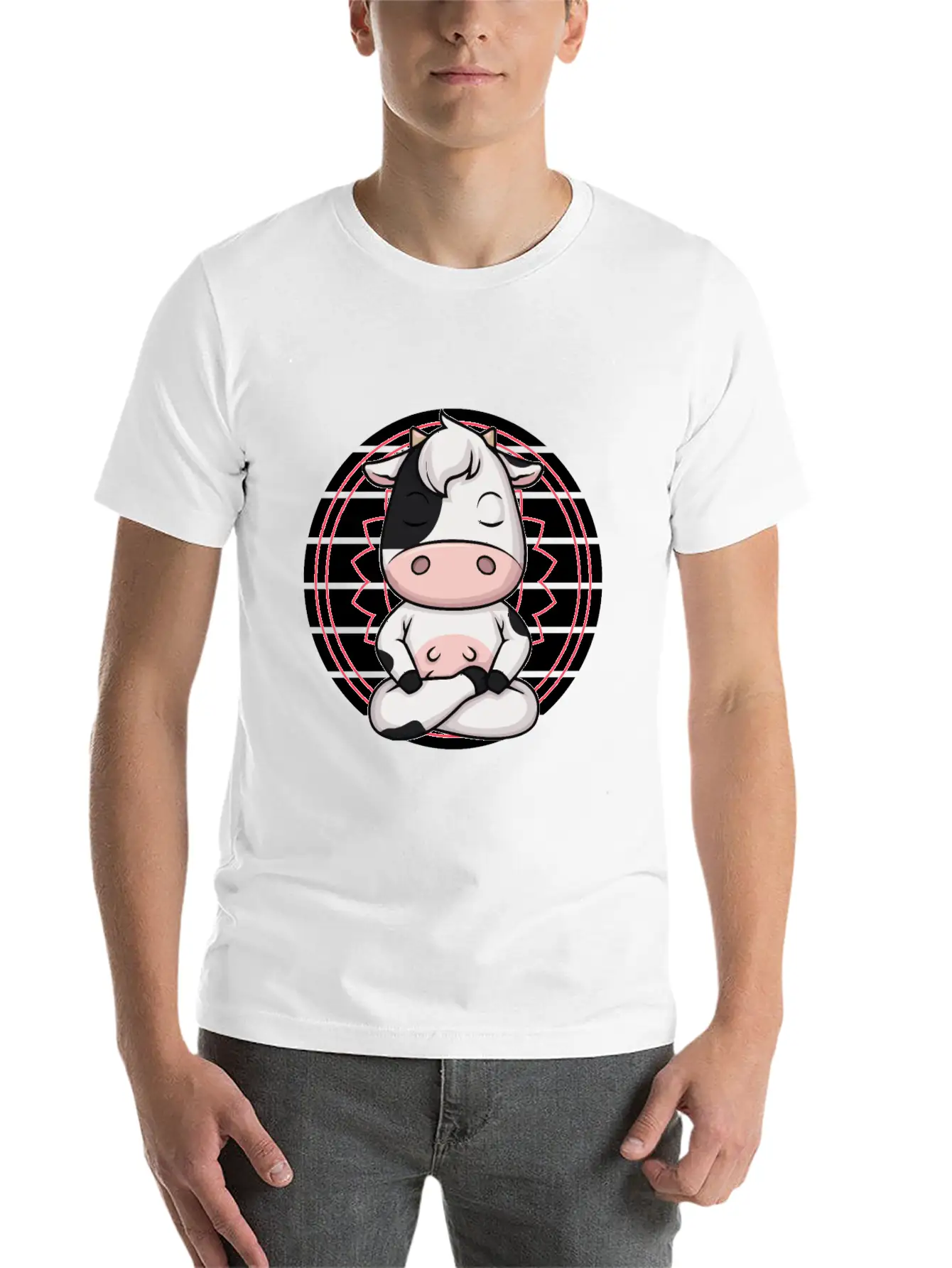 7 Chakra Mindfulness Meditation Cow Zen Relaxed Everyday Tee – Lightweight And Durable Cotton