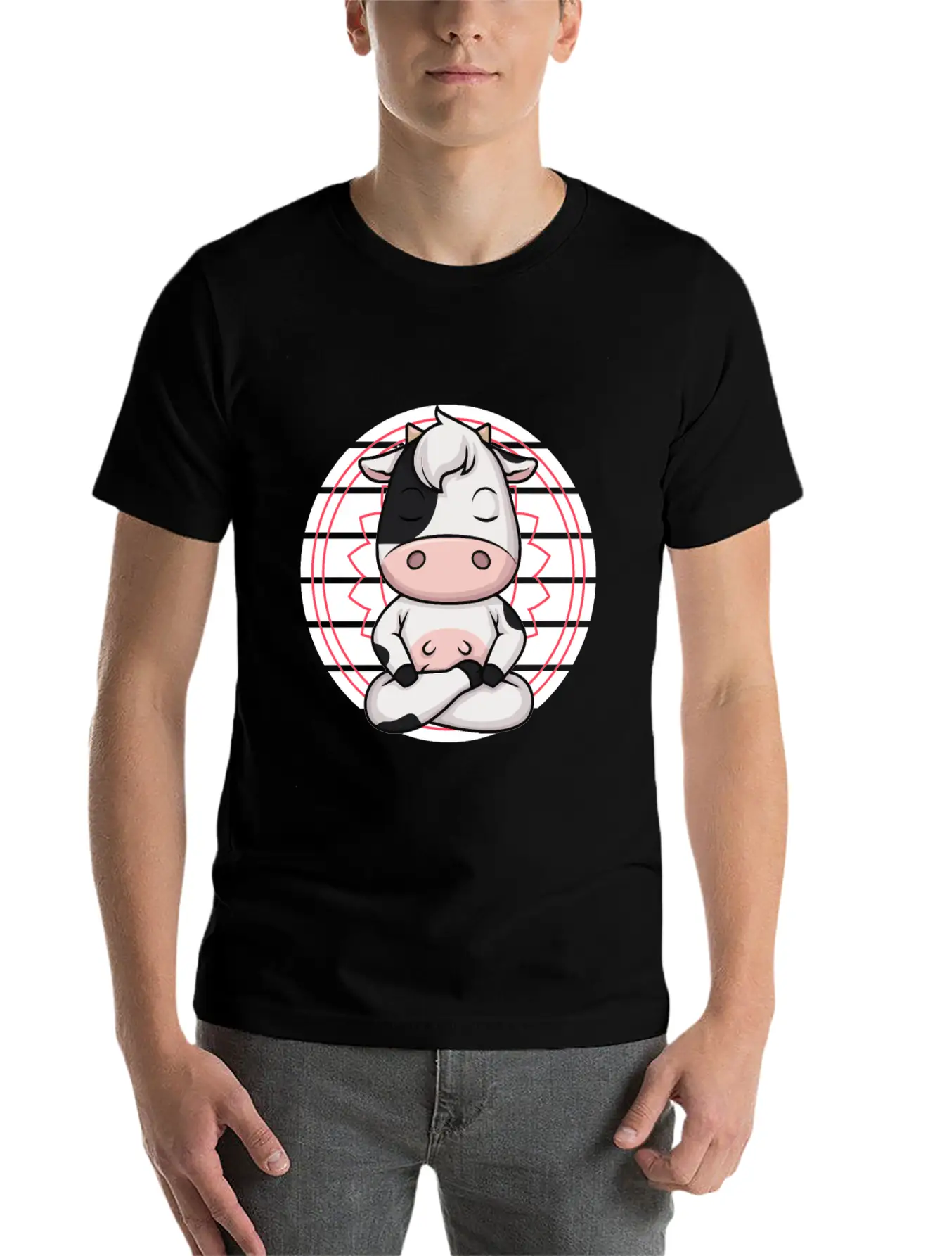7 Chakra Mindfulness Meditation Cow Zen Relaxed Everyday Tee – Lightweight And Durable Cotton