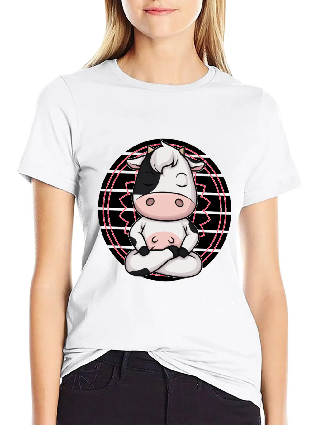 7 Chakra Mindfulness Meditation Cow Zen Relaxed Everyday Tee – Lightweight And Durable Cotton