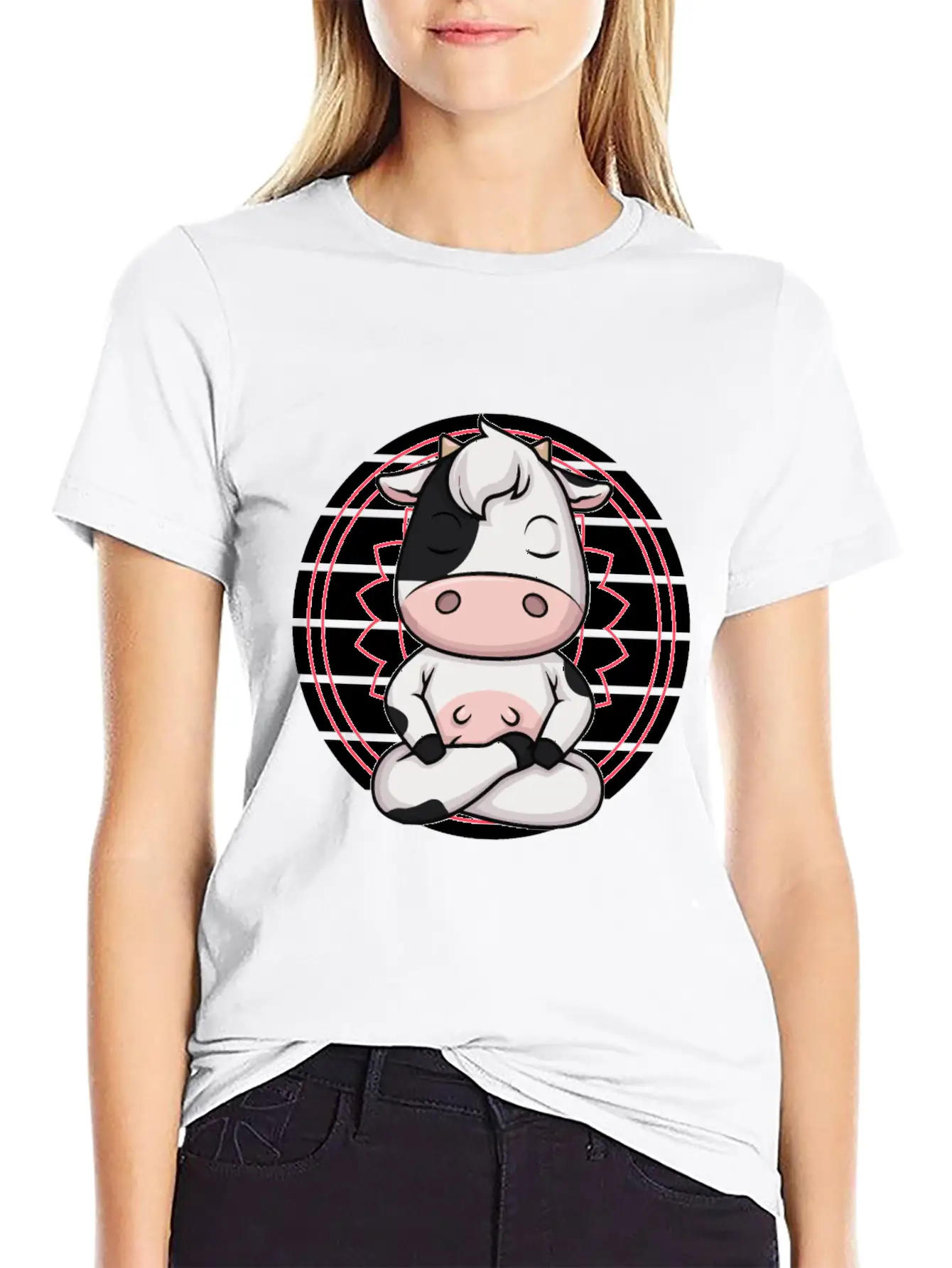 7 Chakra Mindfulness Meditation Cow Zen Relaxed Everyday Tee – Lightweight And Durable Cotton
