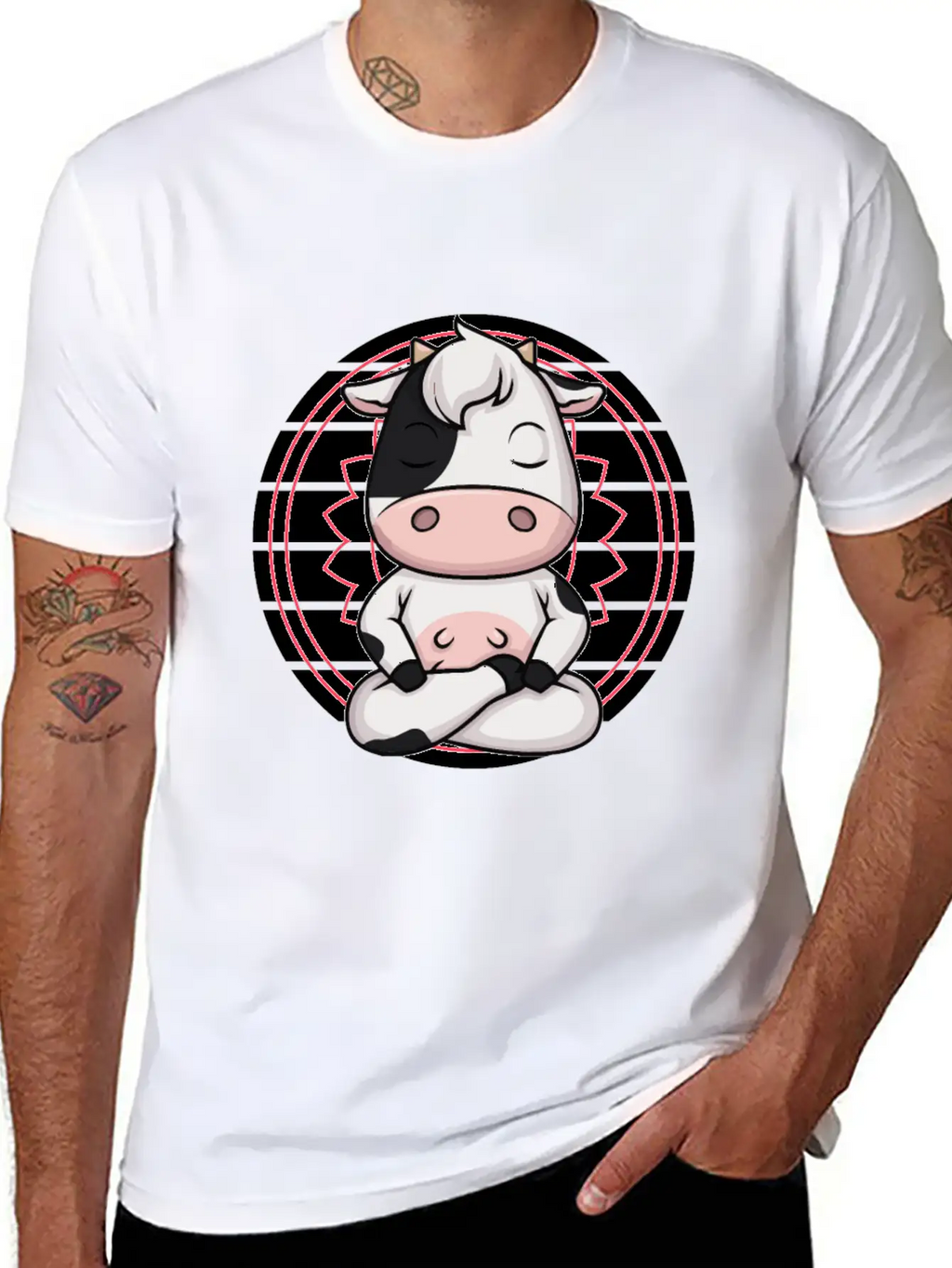 7 Chakra Mindfulness Meditation Cow Zen Relaxed Everyday Tee – Lightweight And Durable Cotton