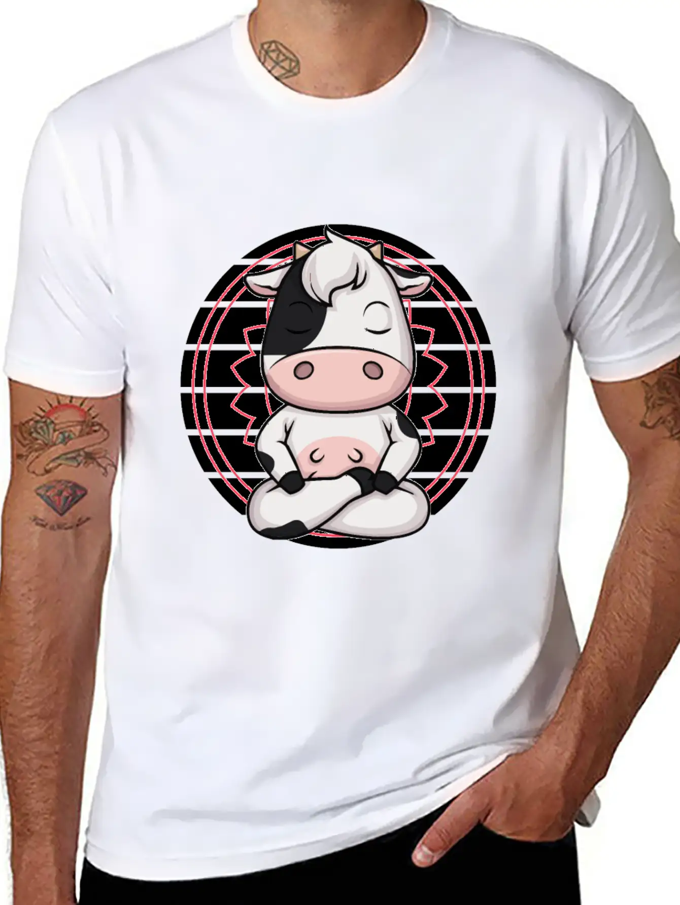 7 Chakra Mindfulness Meditation Cow Zen Relaxed Everyday Tee – Lightweight And Durable Cotton