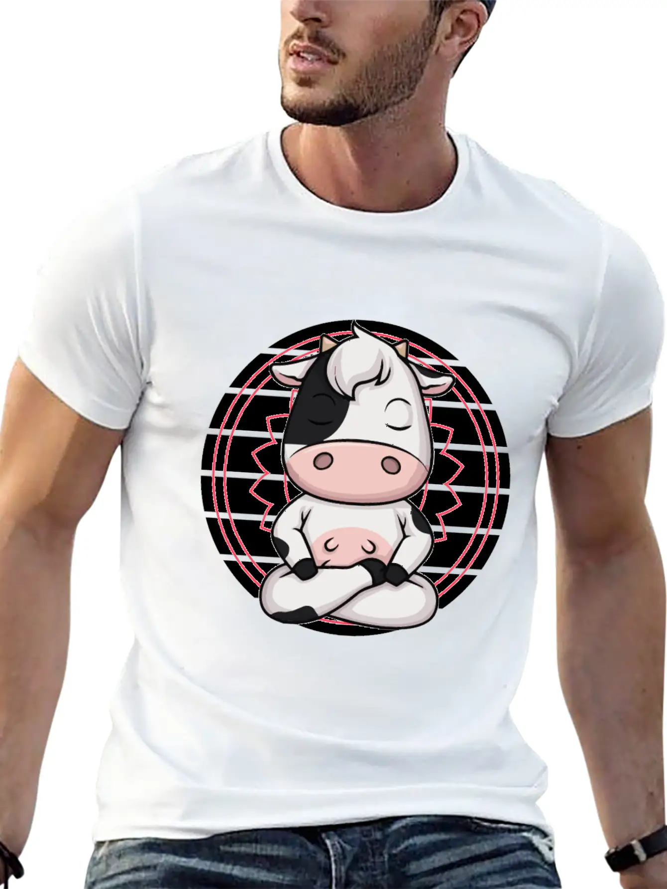 7 Chakra Mindfulness Meditation Cow Zen Relaxed Everyday Tee – Lightweight And Durable Cotton