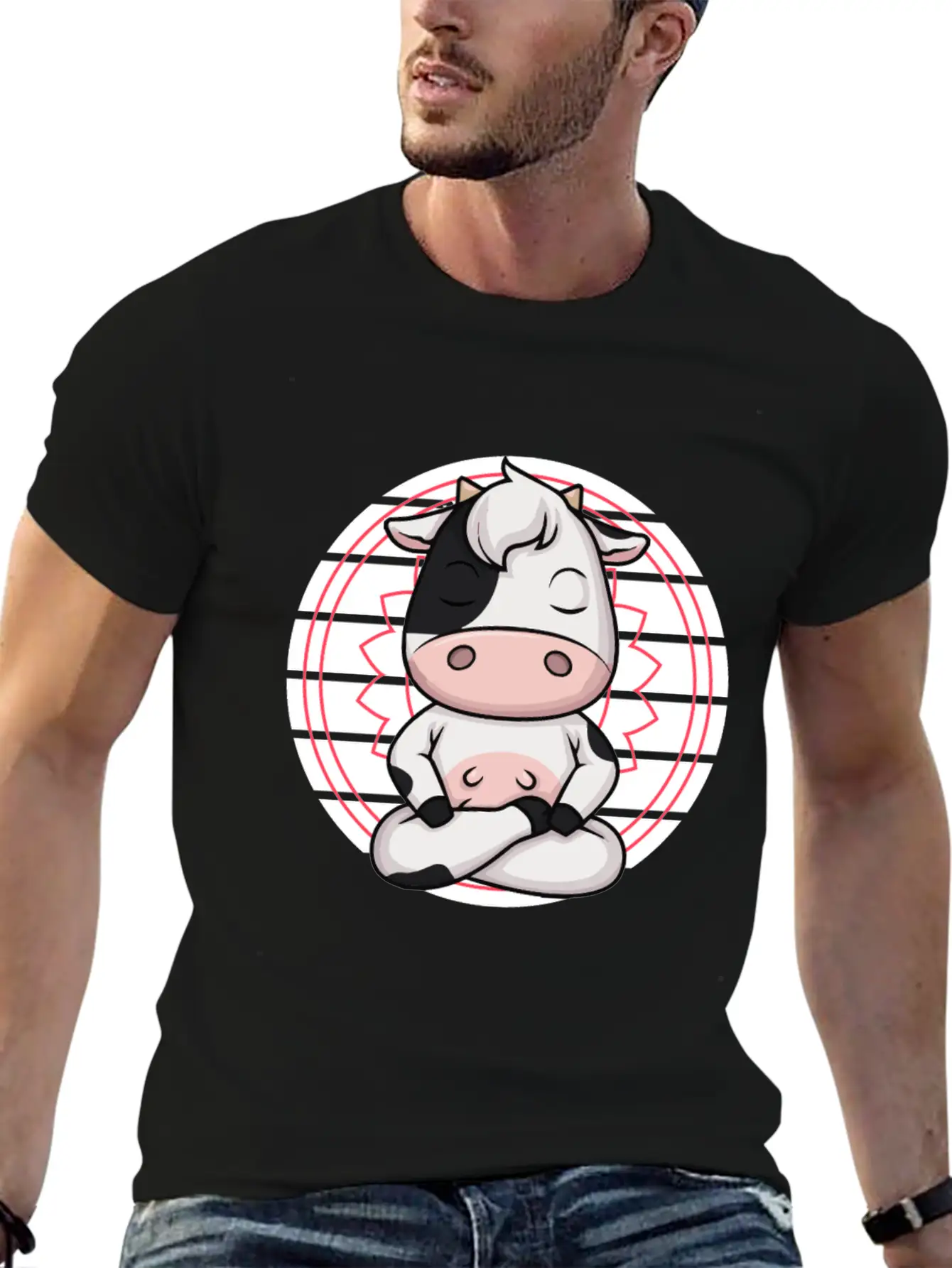 7 Chakra Mindfulness Meditation Cow Zen Relaxed Everyday Tee – Lightweight And Durable Cotton