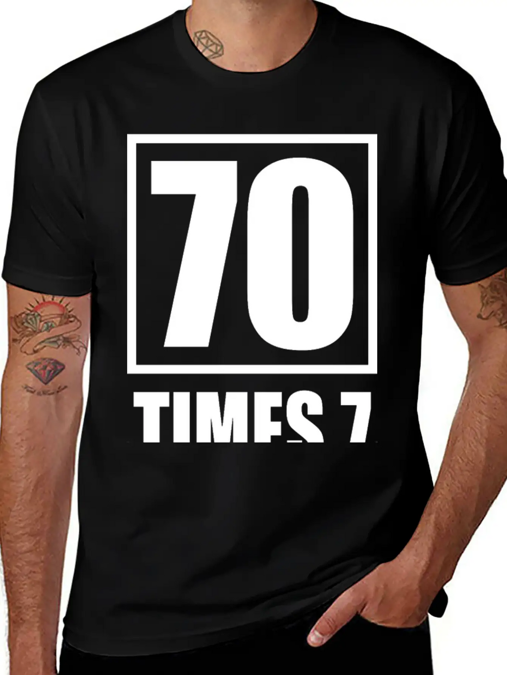 70 Times 7 (dark) Essential Cotton Tee For Daily Outfits – Unisex Style