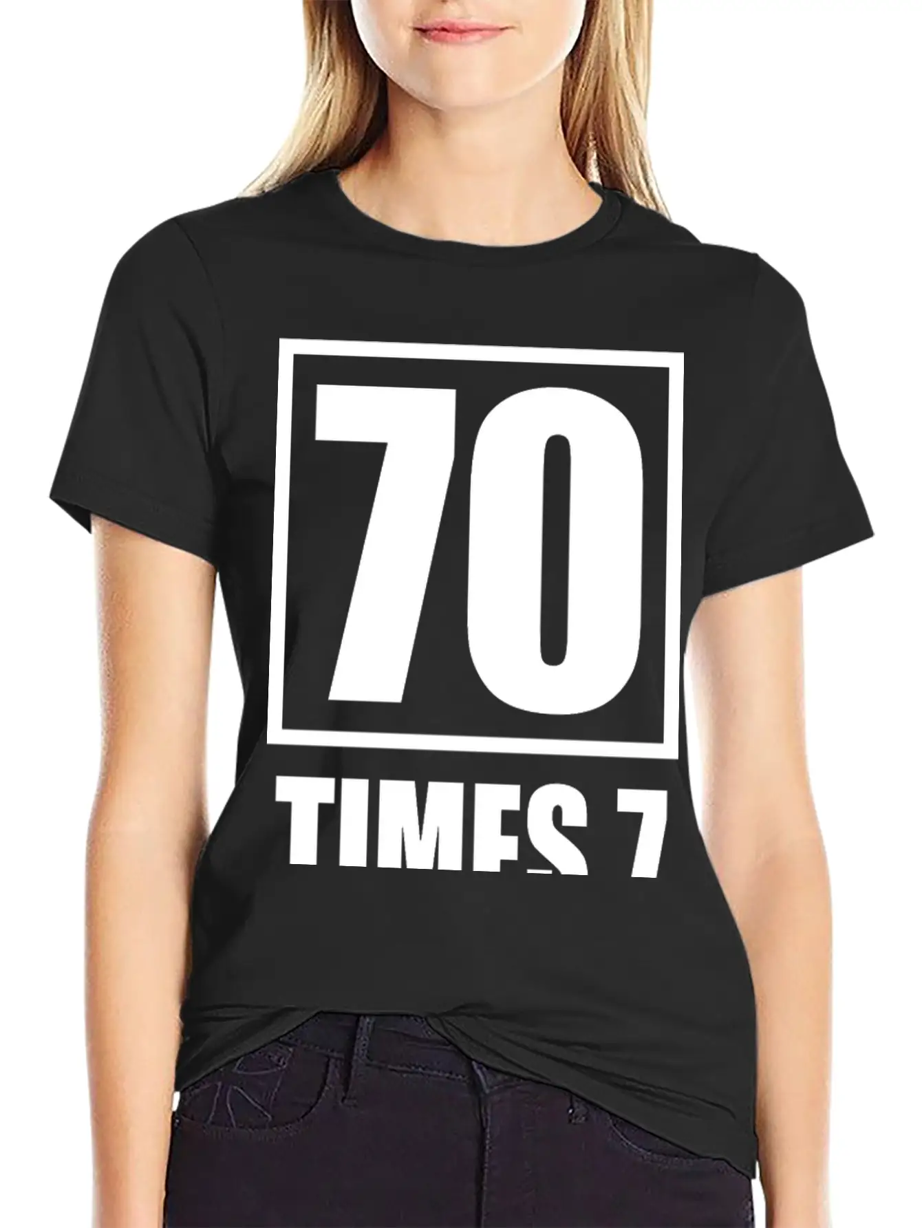 70 Times 7 (dark) Essential Cotton Tee For Daily Outfits – Unisex Style